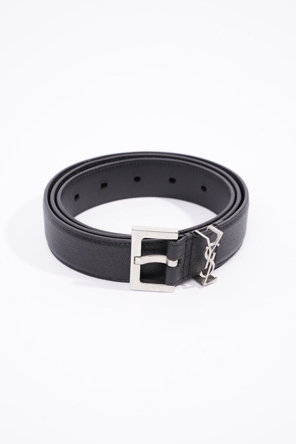 Saint Laurent Womens YSL Logo Belt Black 90cm
