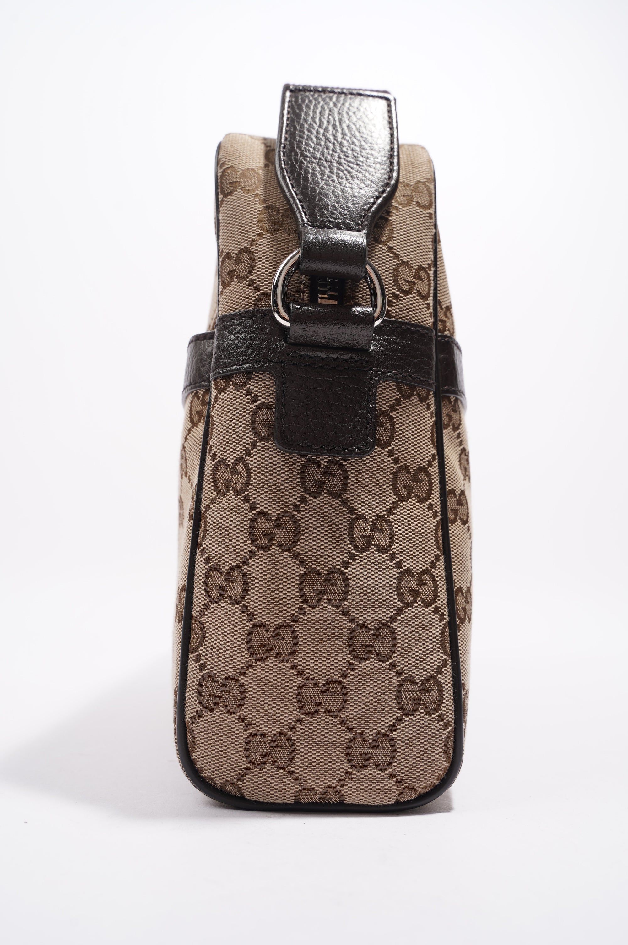 Gucci Mens Messenger Crossbody Bag Brown Canvas