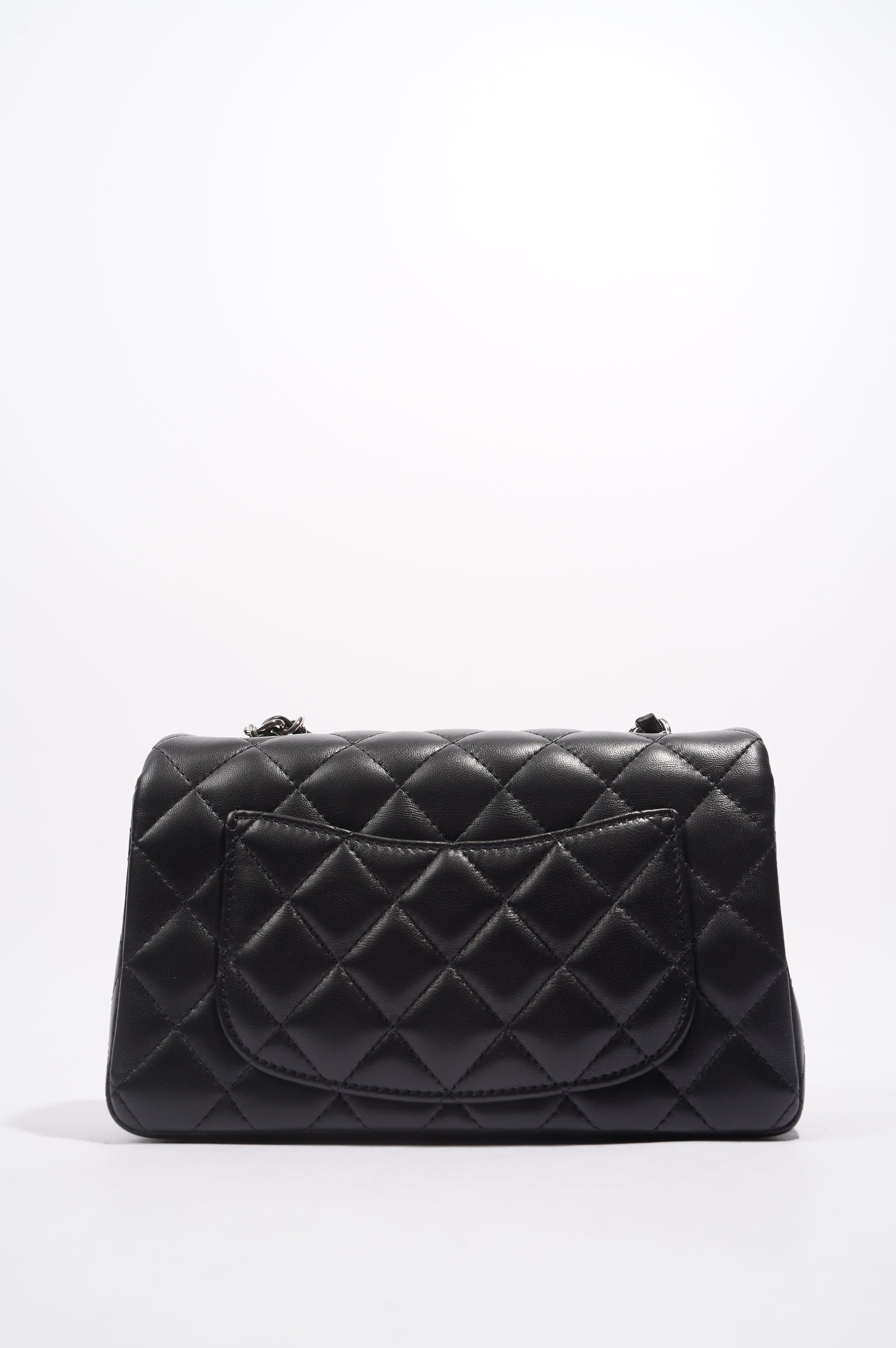 Chanel Womens Lambskin Rectangular Single Flap Black Small