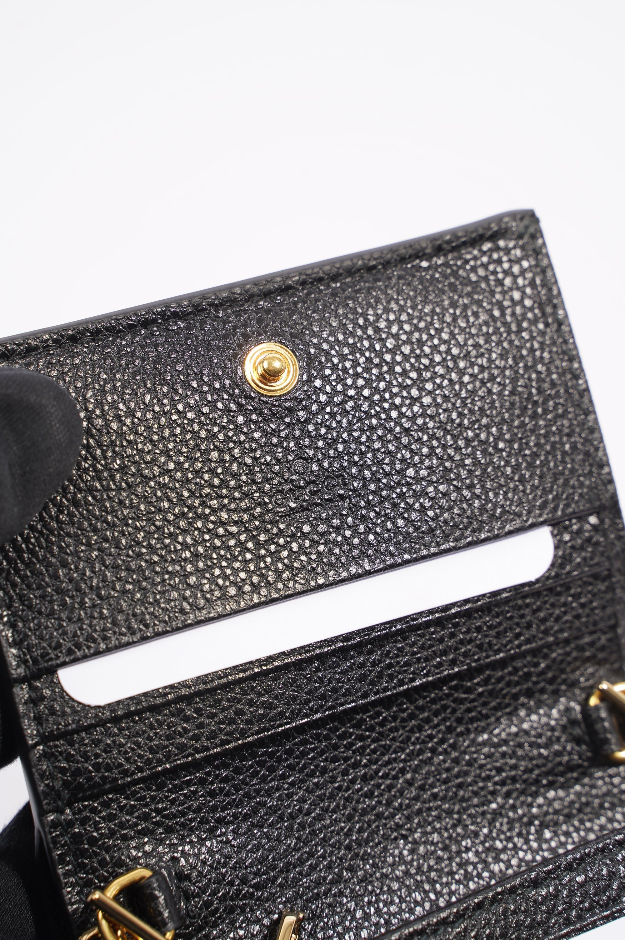Gucci Womens Zumi Card Case Wallet Black / Gold