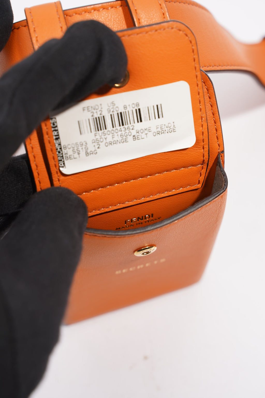 Fendi Womens Utility Belt Orange Leather 100cm