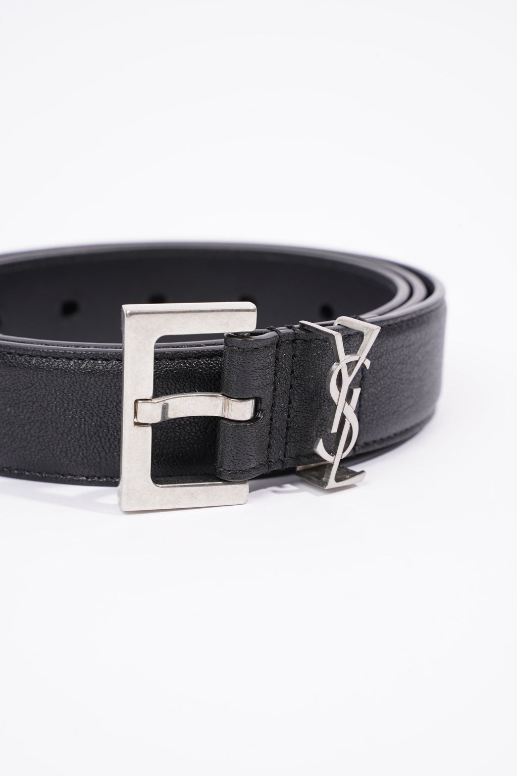 Saint Laurent Womens YSL Logo Belt Black 90cm