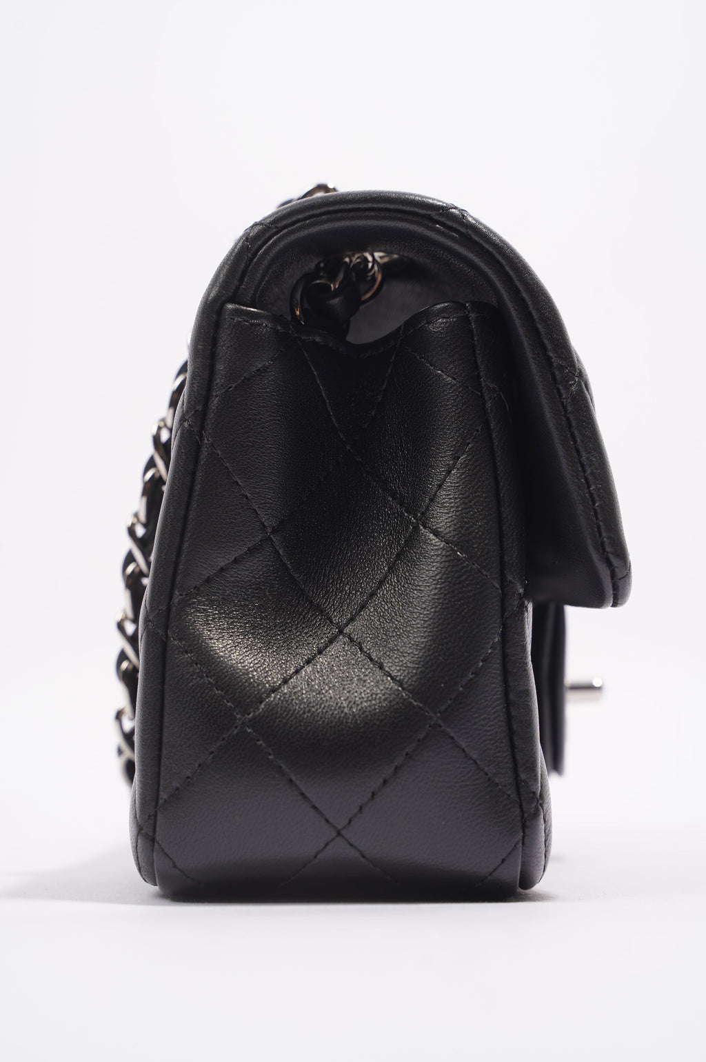 Chanel Womens Lambskin Rectangular Single Flap Black Small