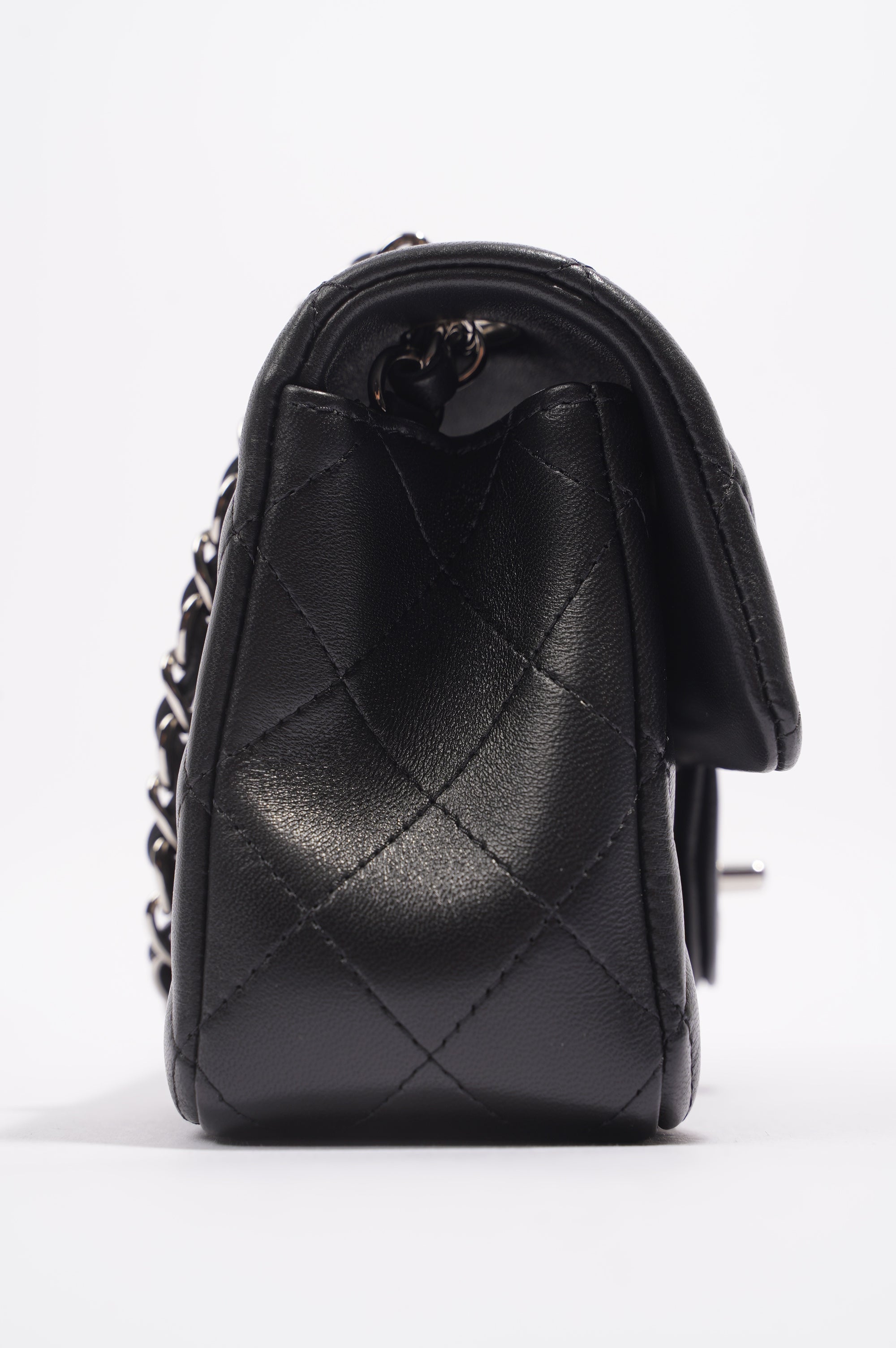 Chanel Womens Lambskin Rectangular Single Flap Black Small
