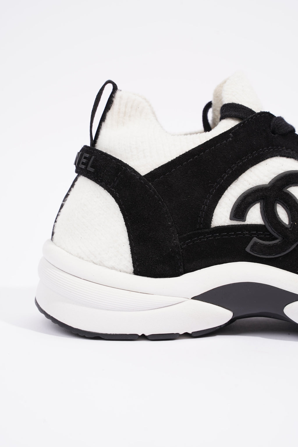 Chanel Womens Runners White and Black Fabric EU 37.5 / UK 4.5