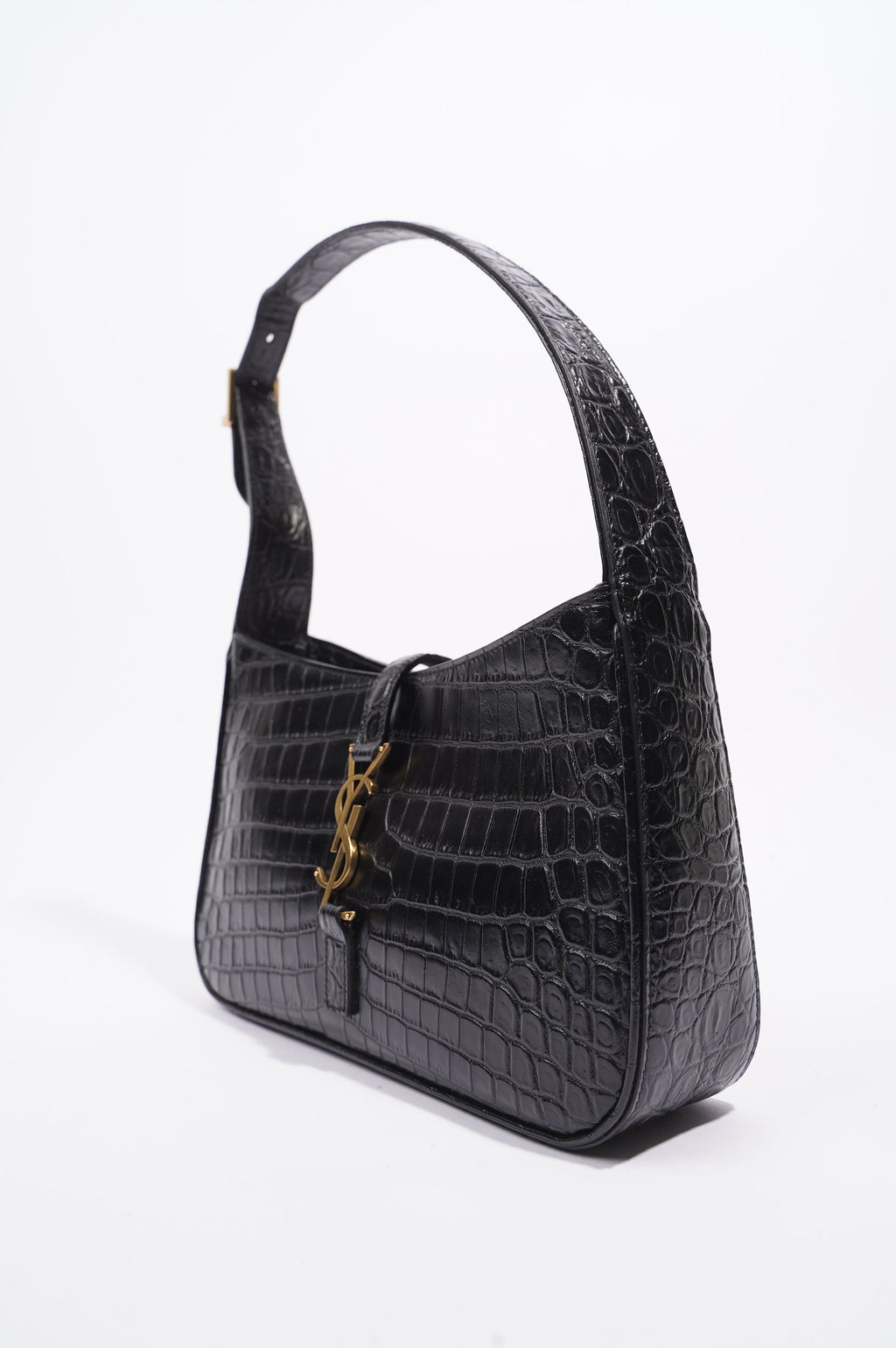 Saint Laurent Womens Le 5 A 7 Handbag Black Croc