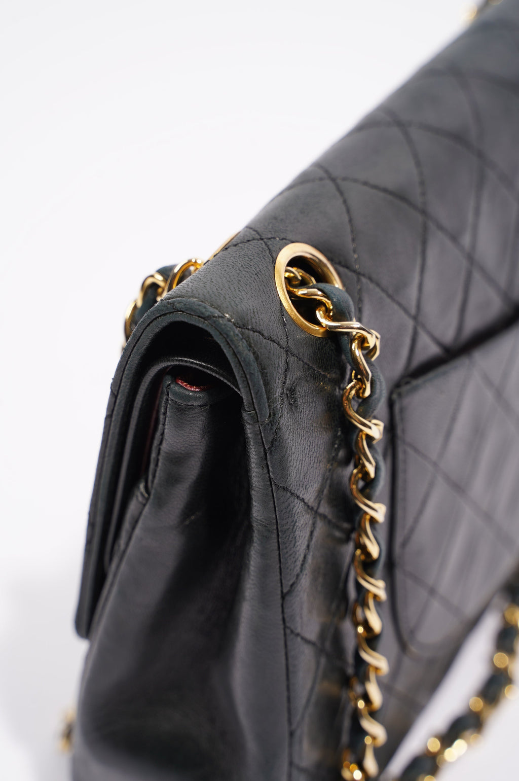Chanel Womens Vintage Lambskin Classic Flap Black Medium