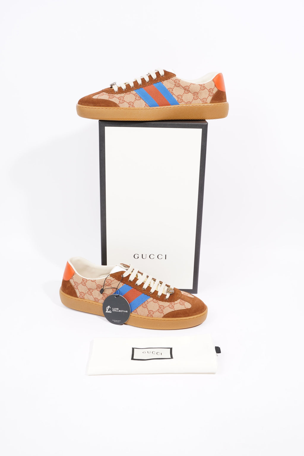 Gucci Mens Low Top Brick Red / Beige EU 44 / UK 10