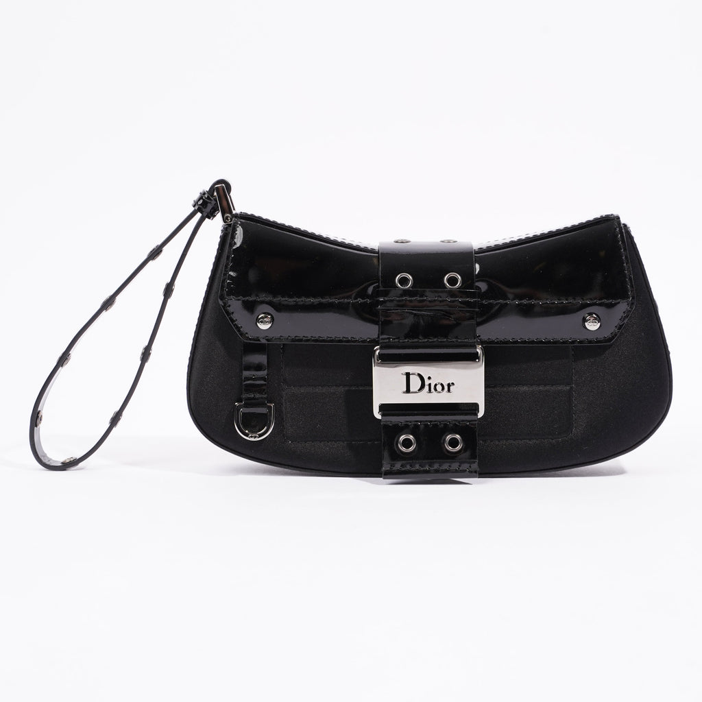 Christian Dior Street Chic Pouch Black Satin / Patent Leather