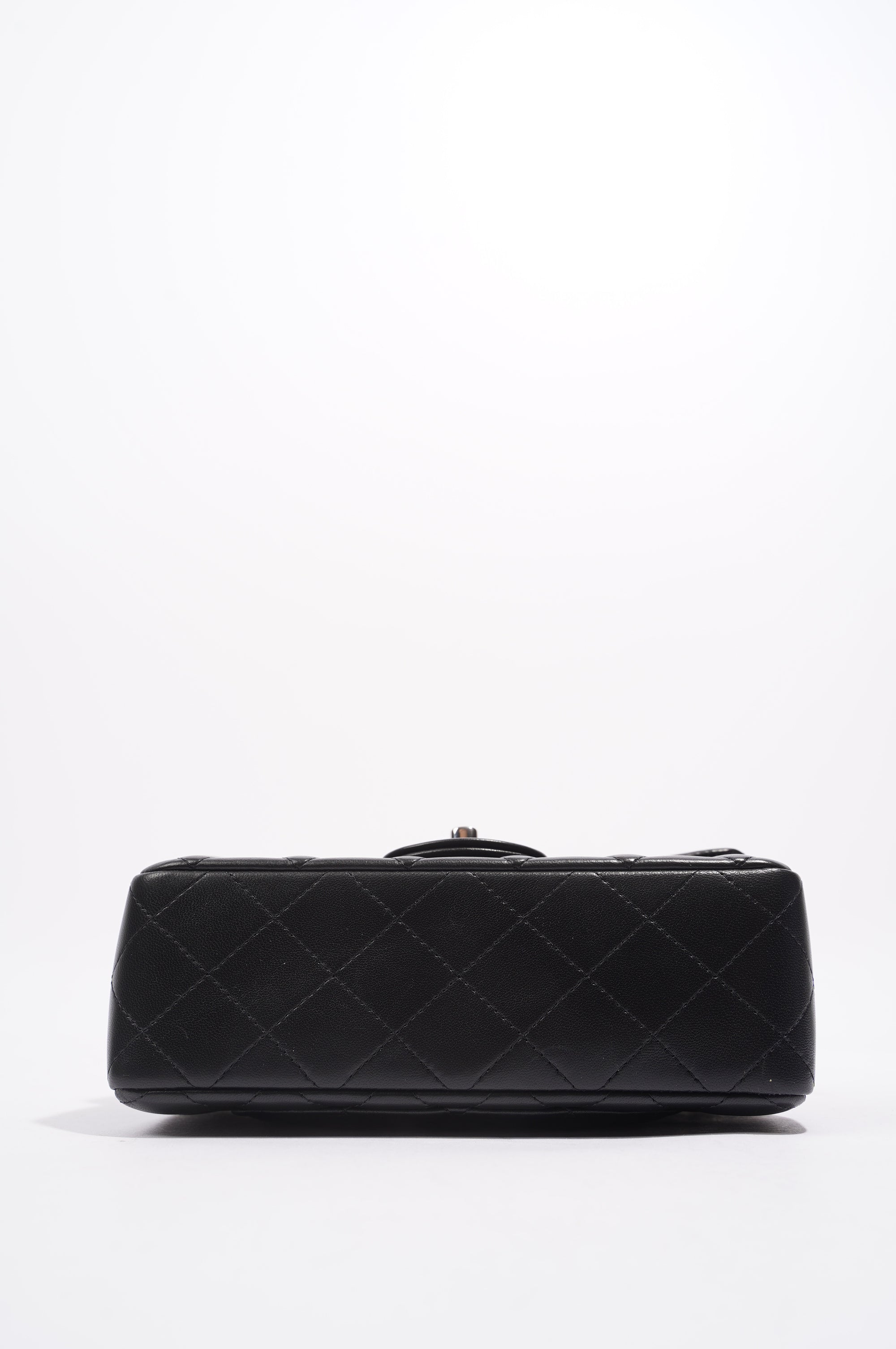 Chanel Womens Lambskin Rectangular Single Flap Black Small