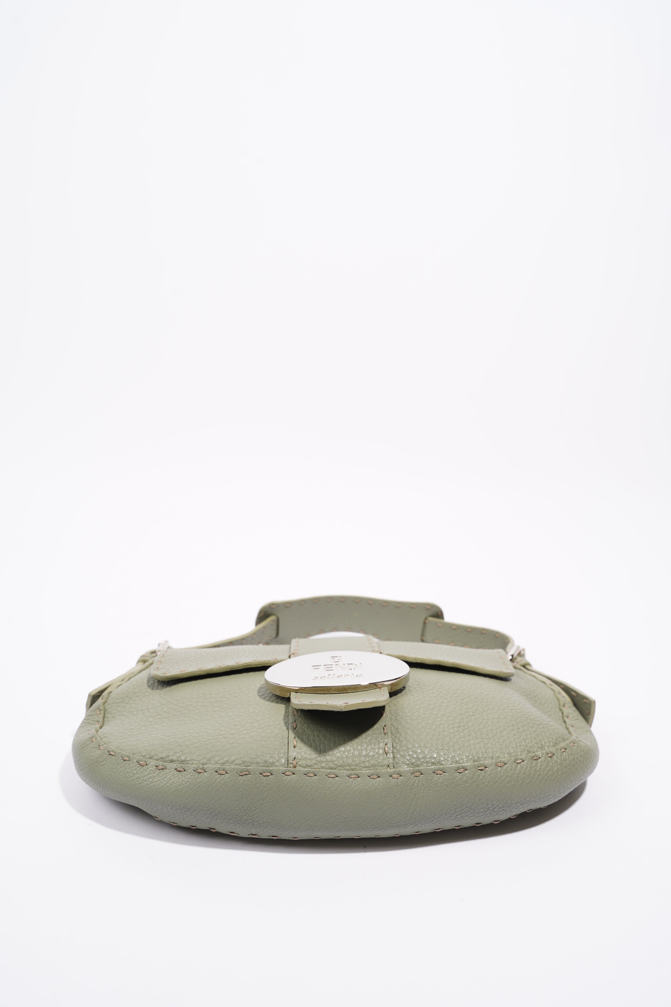 Fendi Womens Selleria Baguette Bag Green