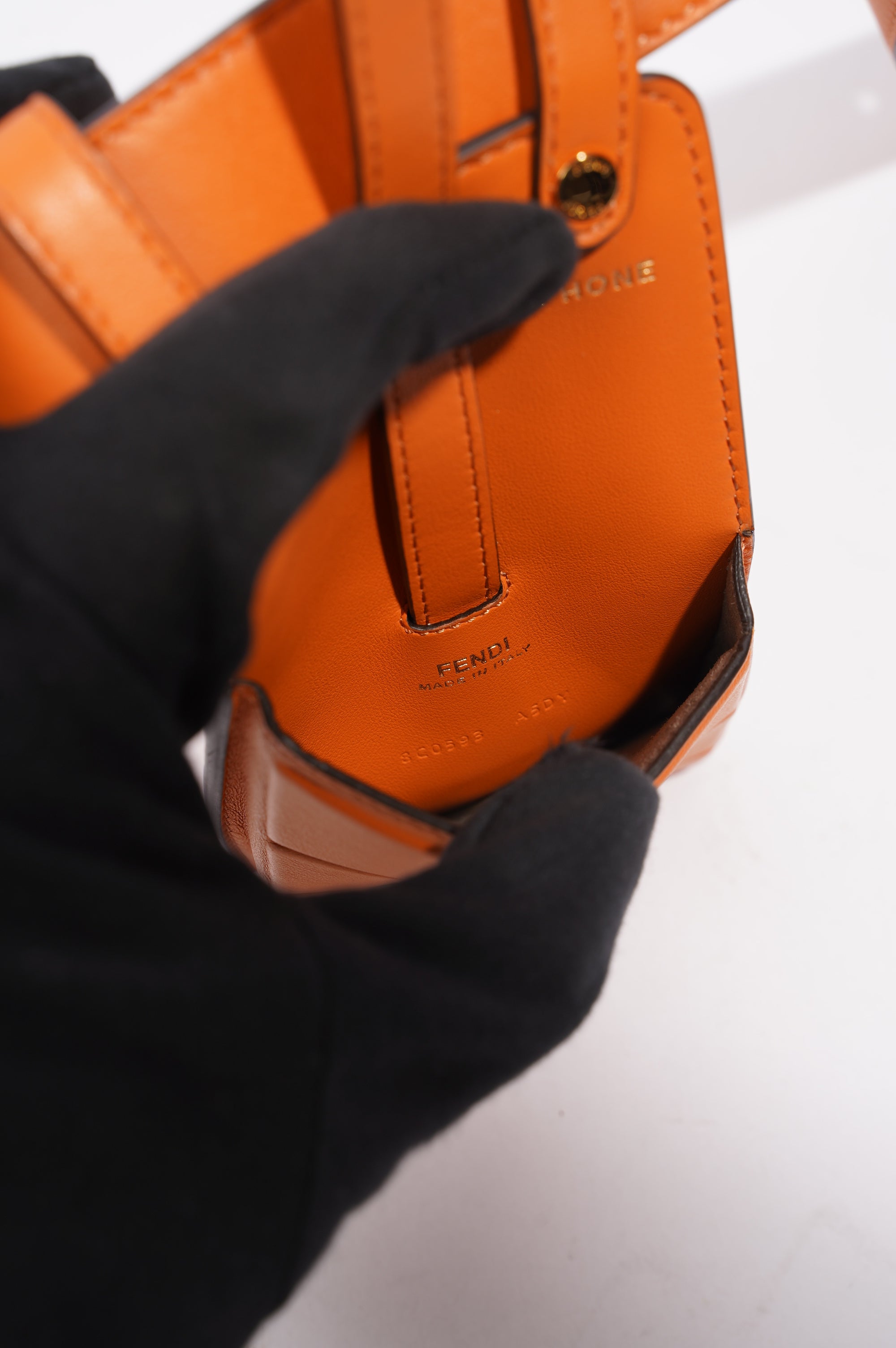 Fendi Womens Utility Belt Orange Leather 100cm