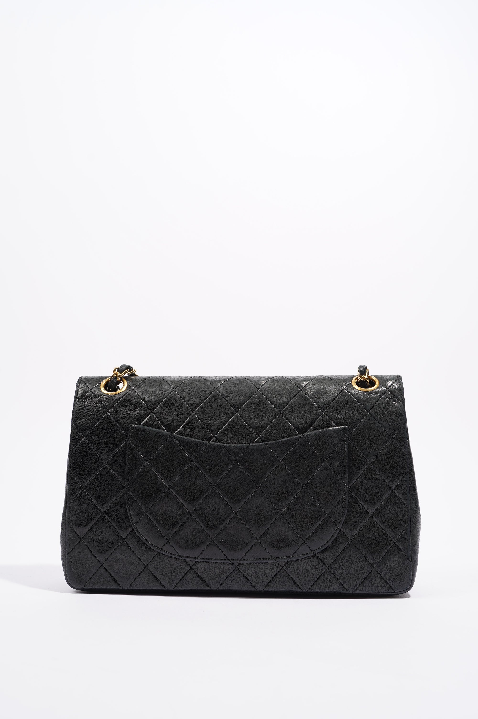 Chanel Womens Vintage Lambskin Classic Flap Black Medium