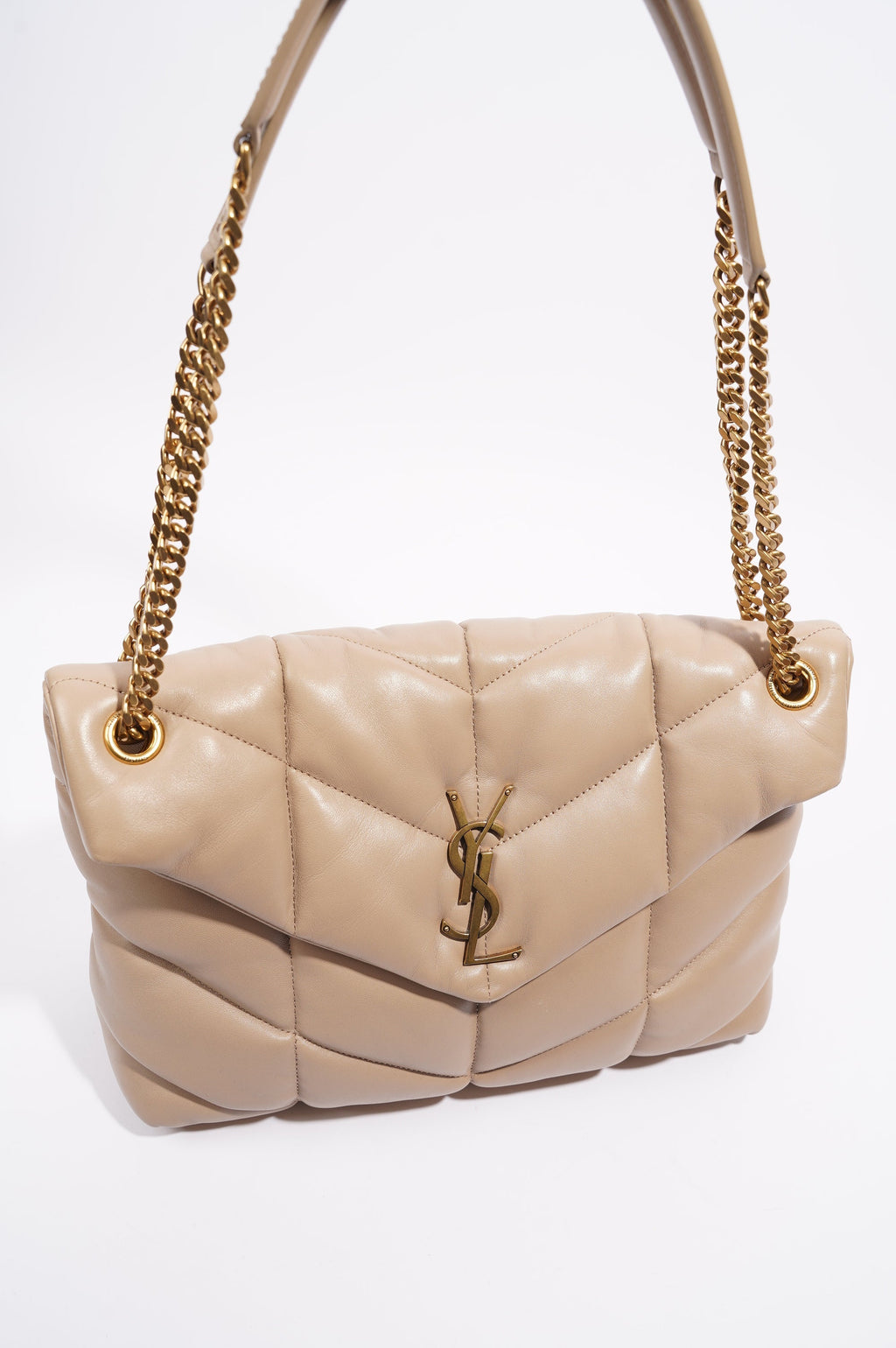 Saint Laurent Womens Lou Lou Beige Medium