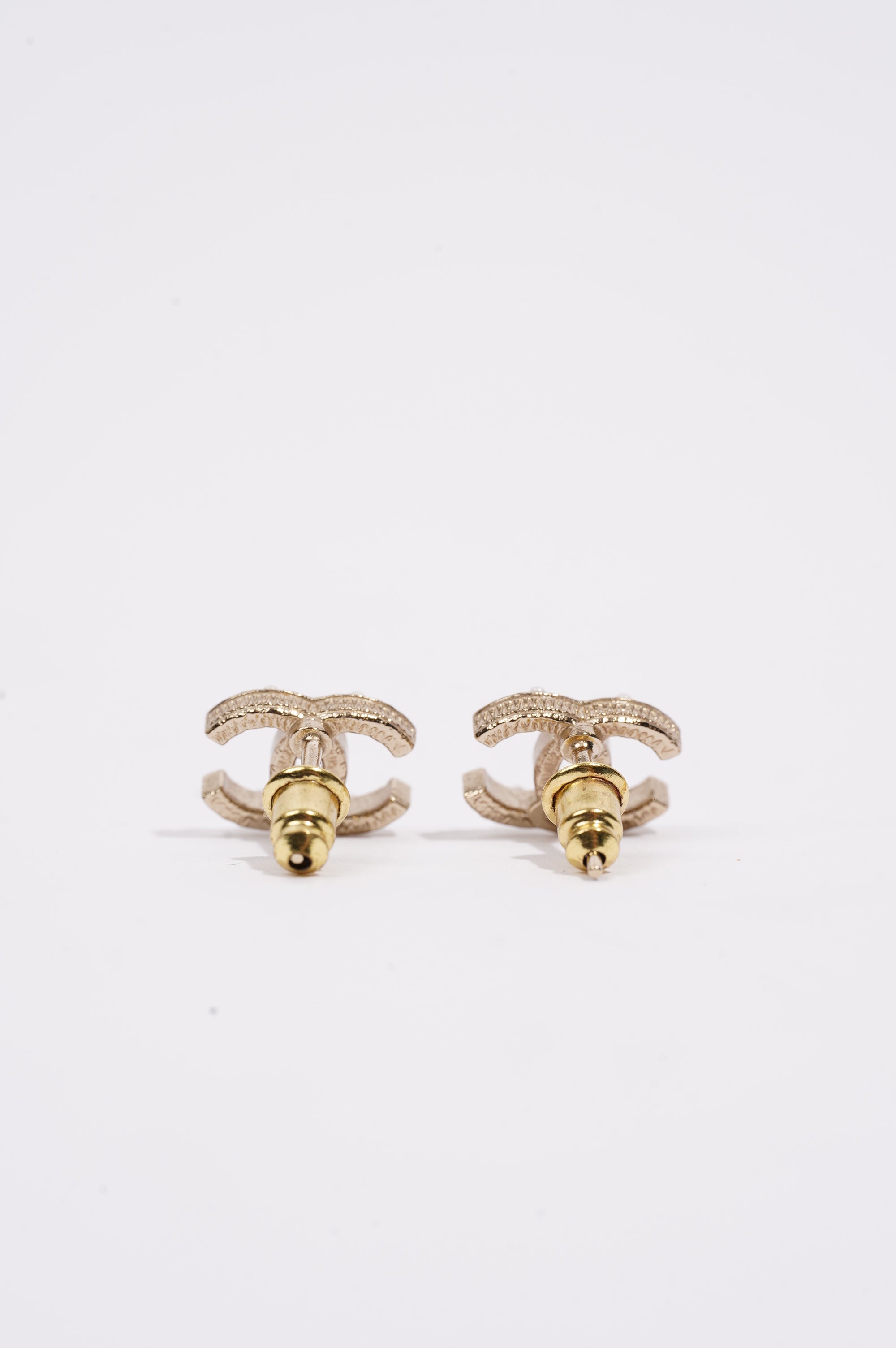 Chanel Womens CC Earrings Silver