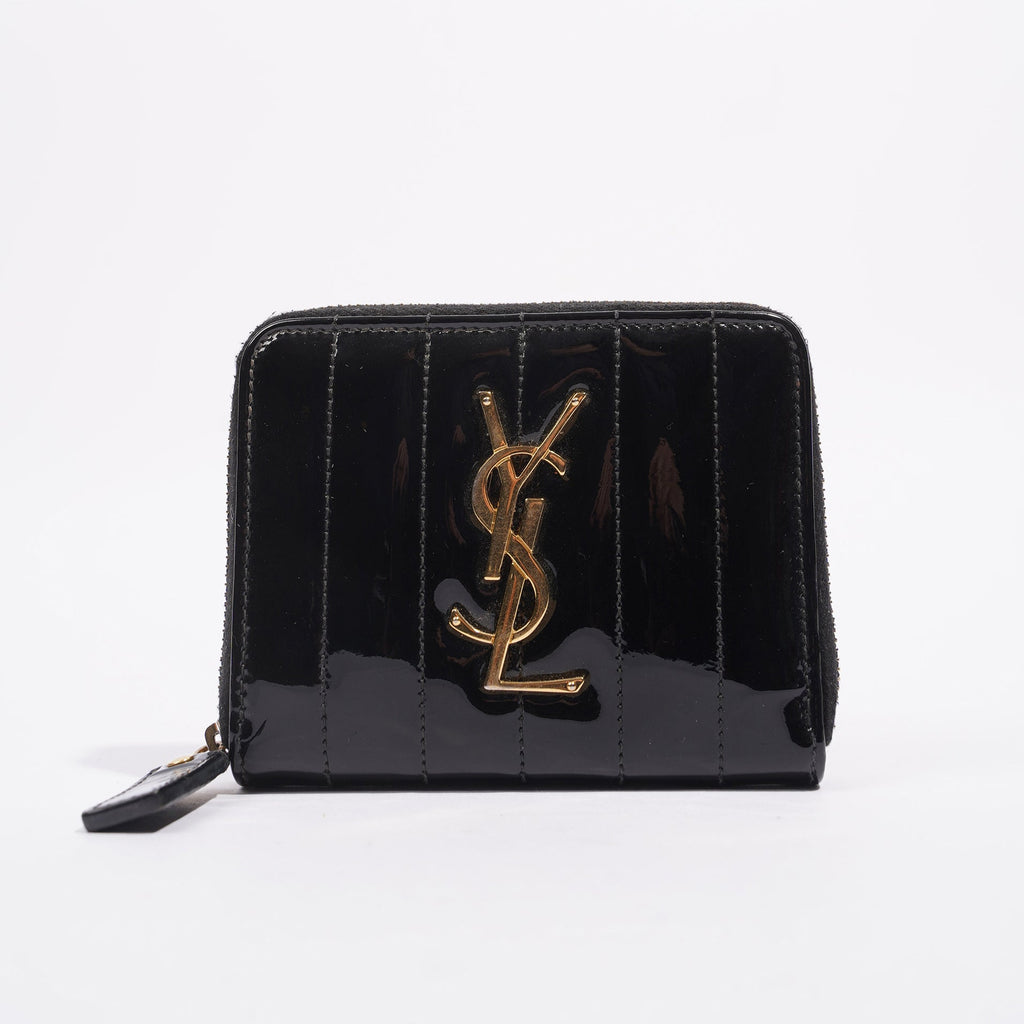 Saint Laurent Womens Zip Purse Patent Black