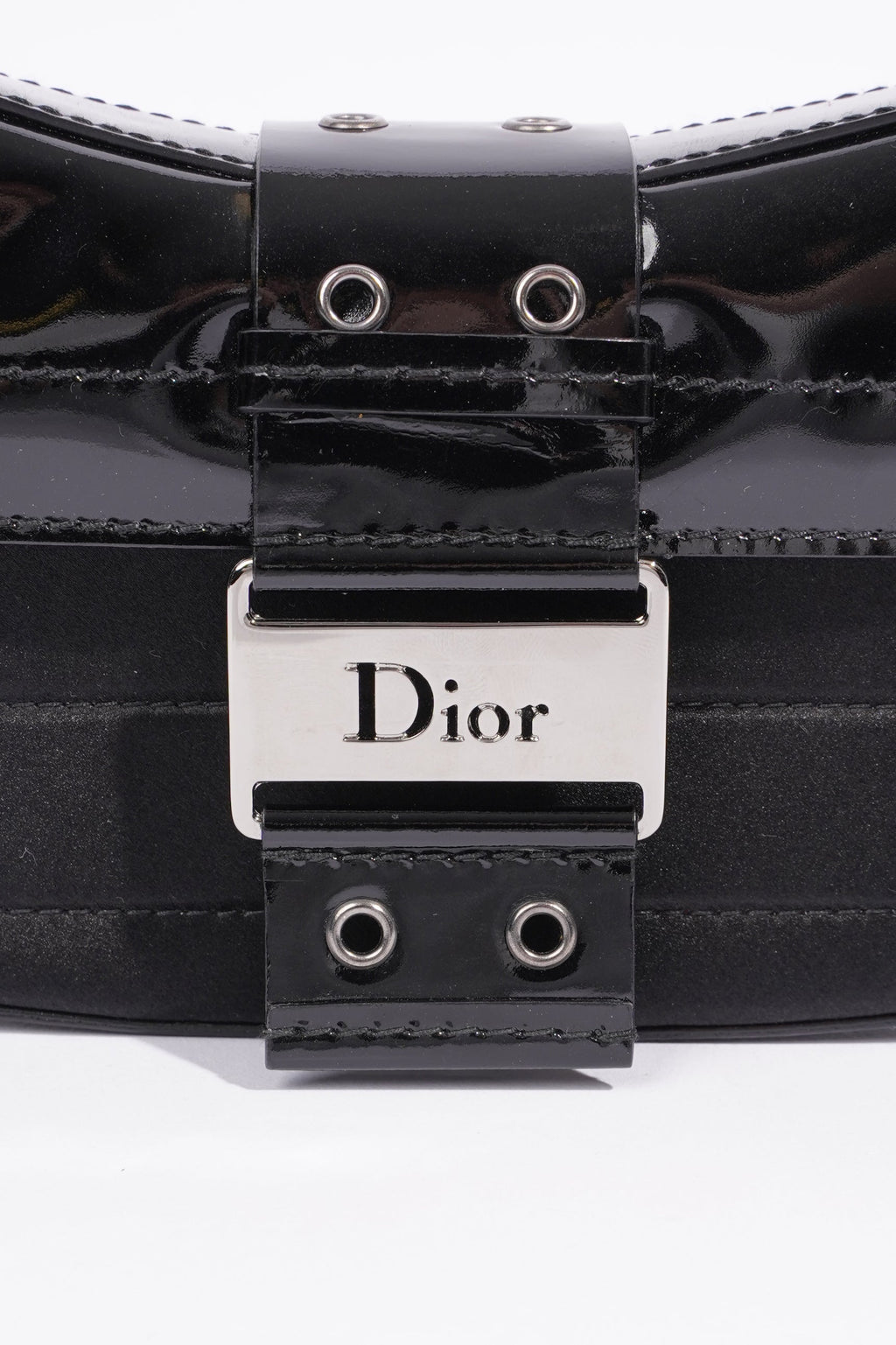 Christian Dior Street Chic Pouch Black Satin / Patent Leather