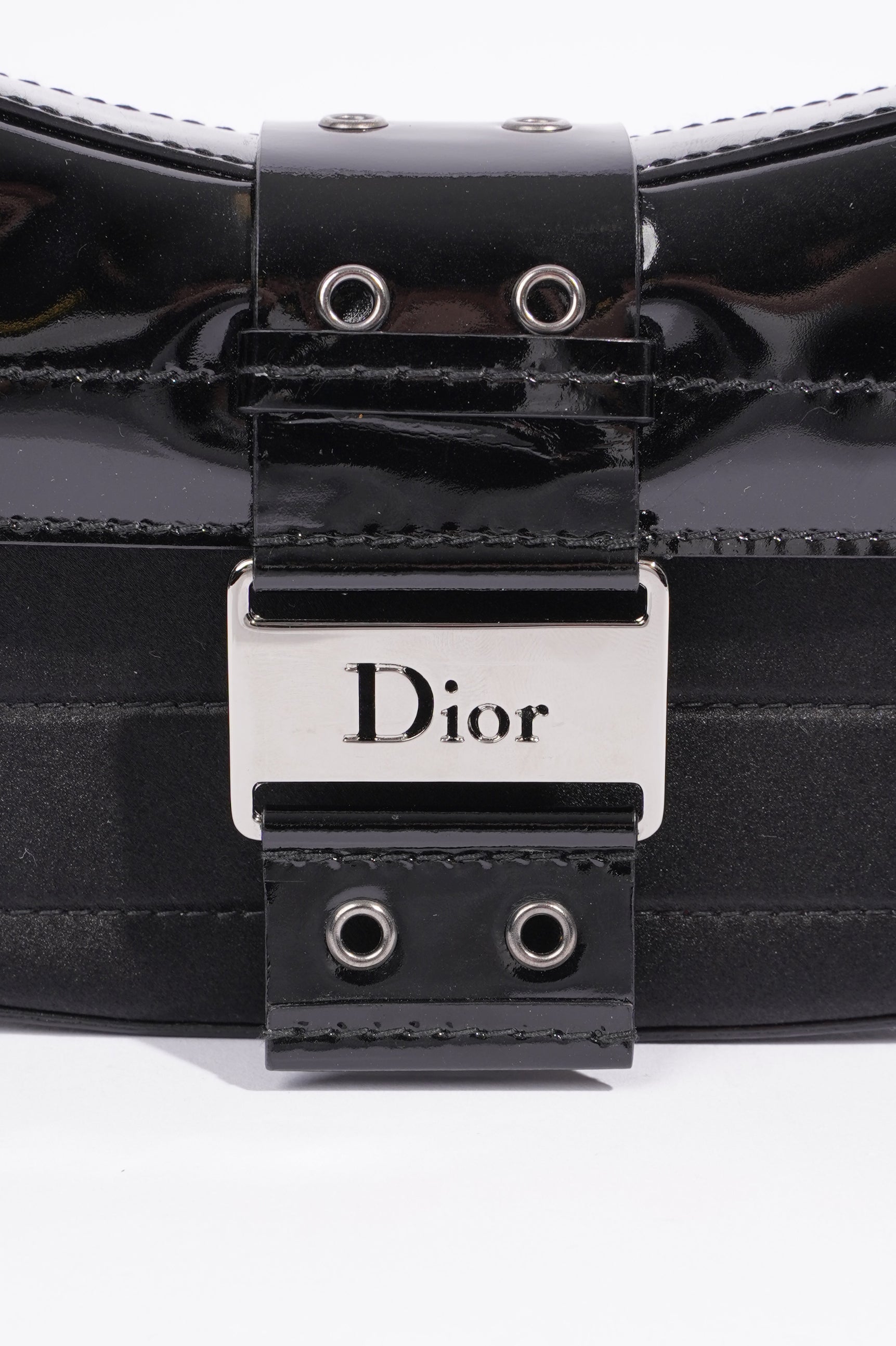 Christian Dior Street Chic Pouch Black Satin / Patent Leather