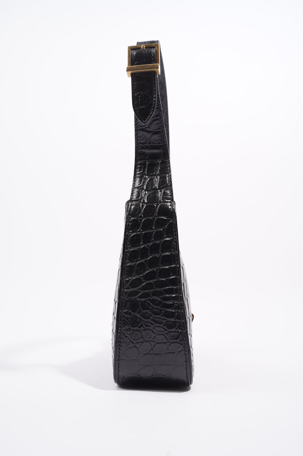Saint Laurent Womens Le 5 A 7 Handbag Black Croc