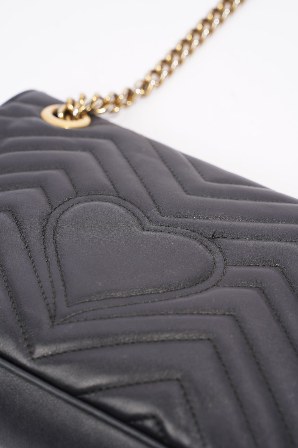 Gucci Womens Marmont Flap Black Gold Small