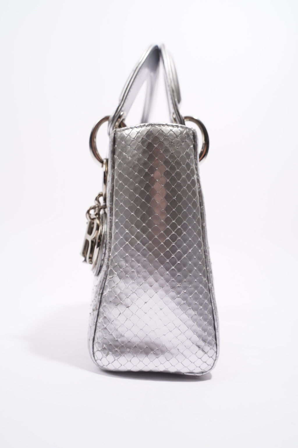 Christian Dior Womens Lady Dior Silver Python Mini
