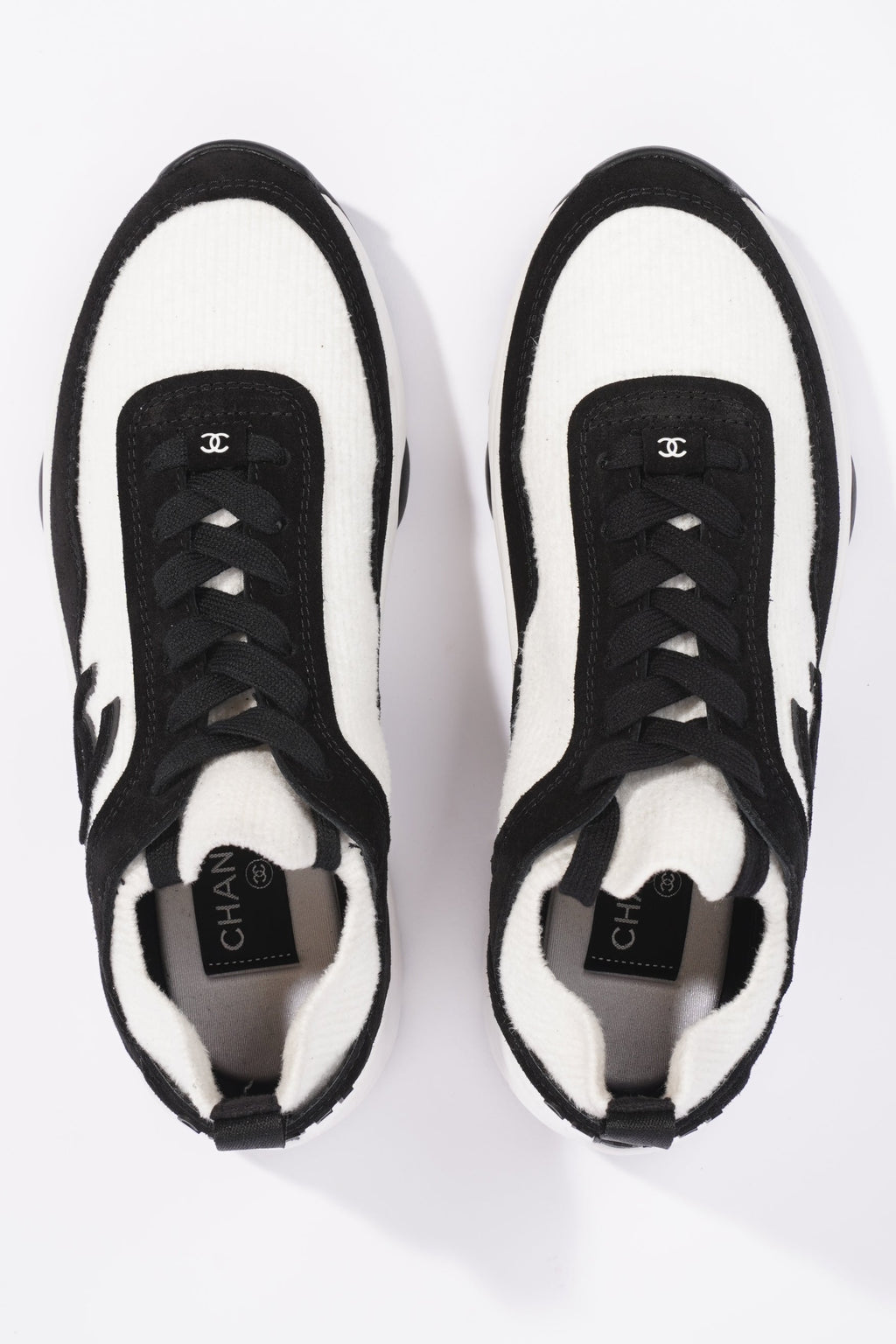 Chanel Womens Runners White and Black Fabric EU 37.5 / UK 4.5