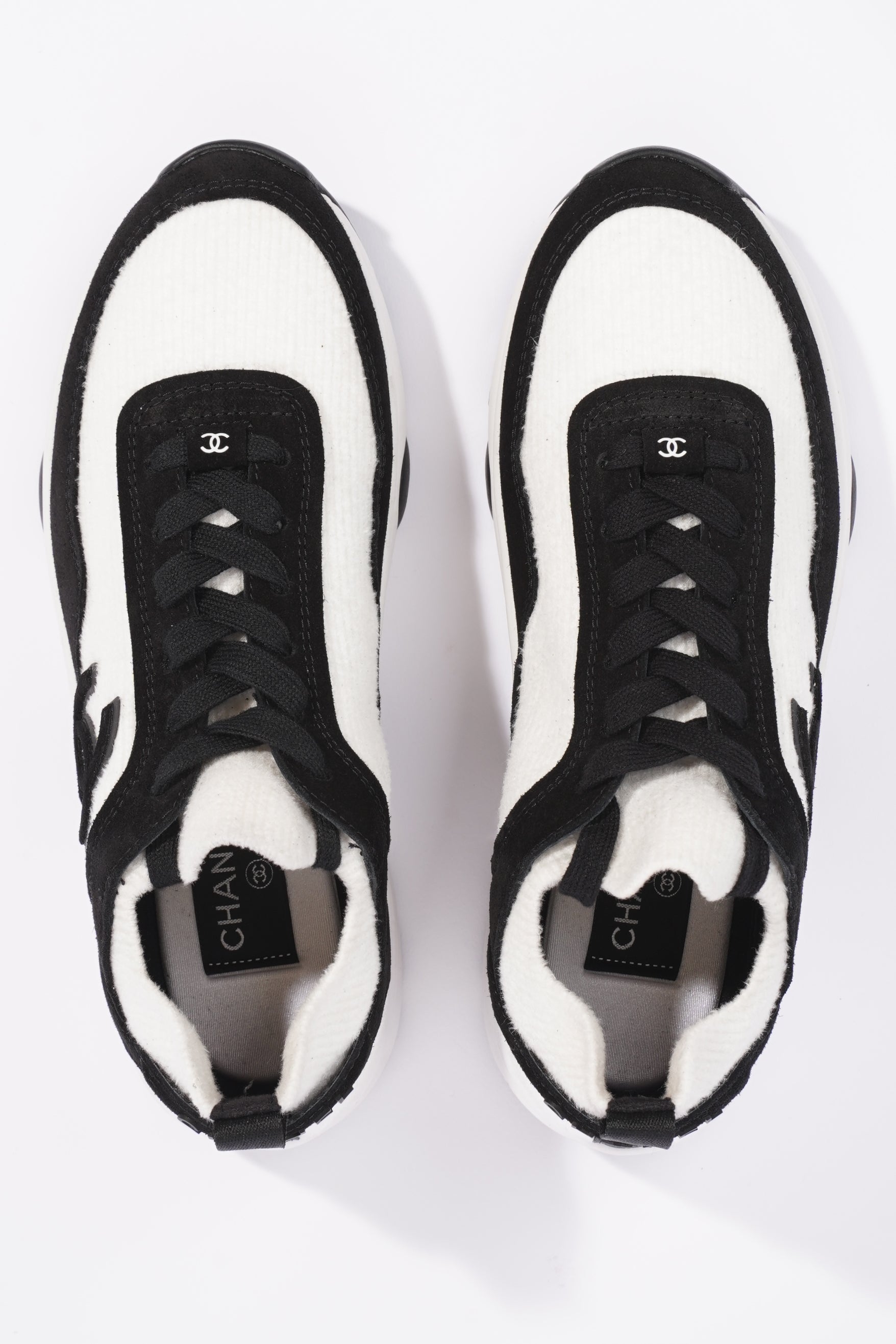 Chanel Womens Runners White and Black Fabric EU 37.5 / UK 4.5