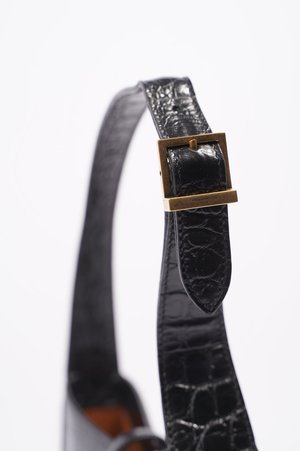 Saint Laurent Womens Le 5 A 7 Handbag Black Croc