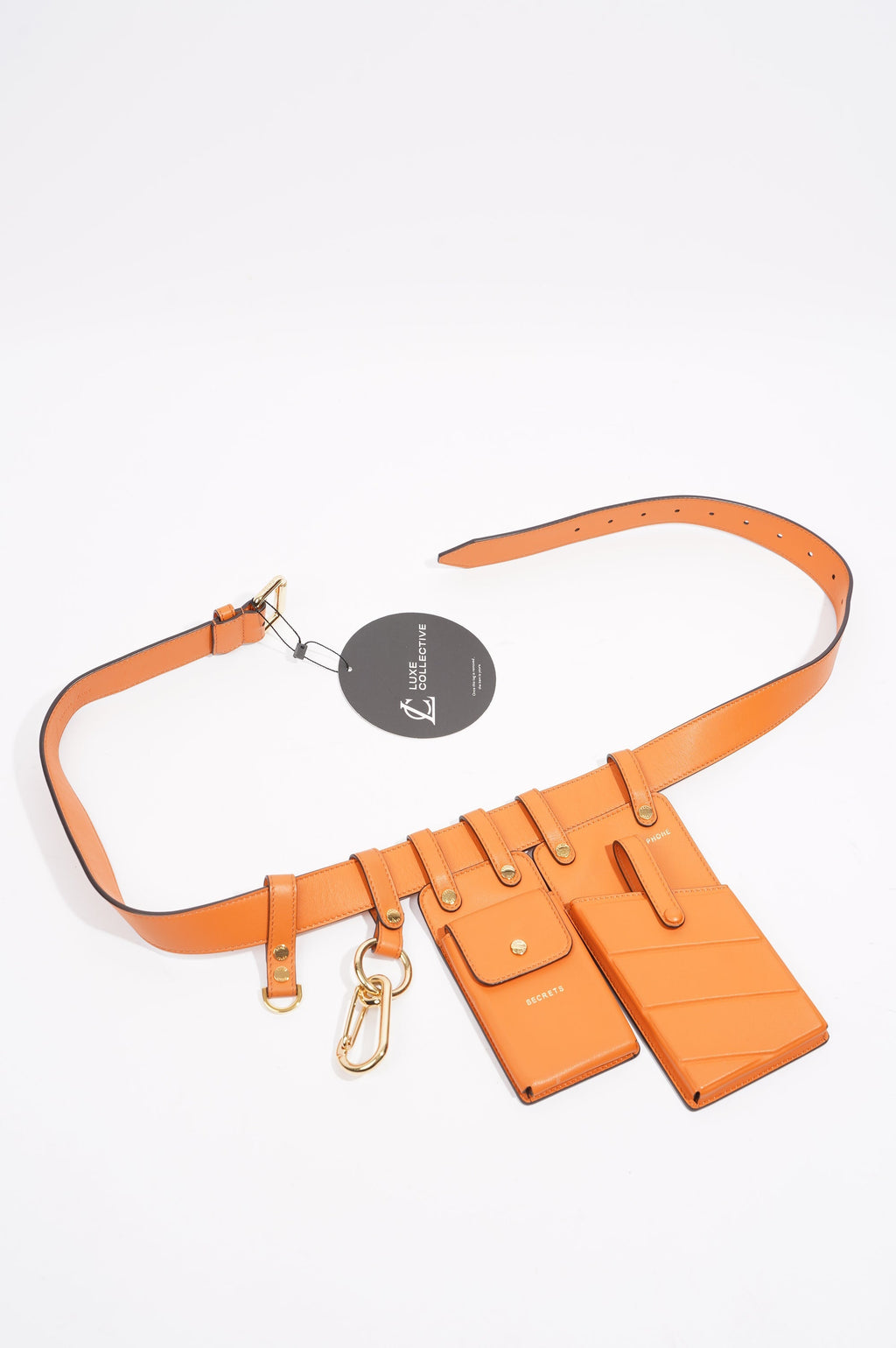 Fendi Womens Utility Belt Orange Leather 100cm