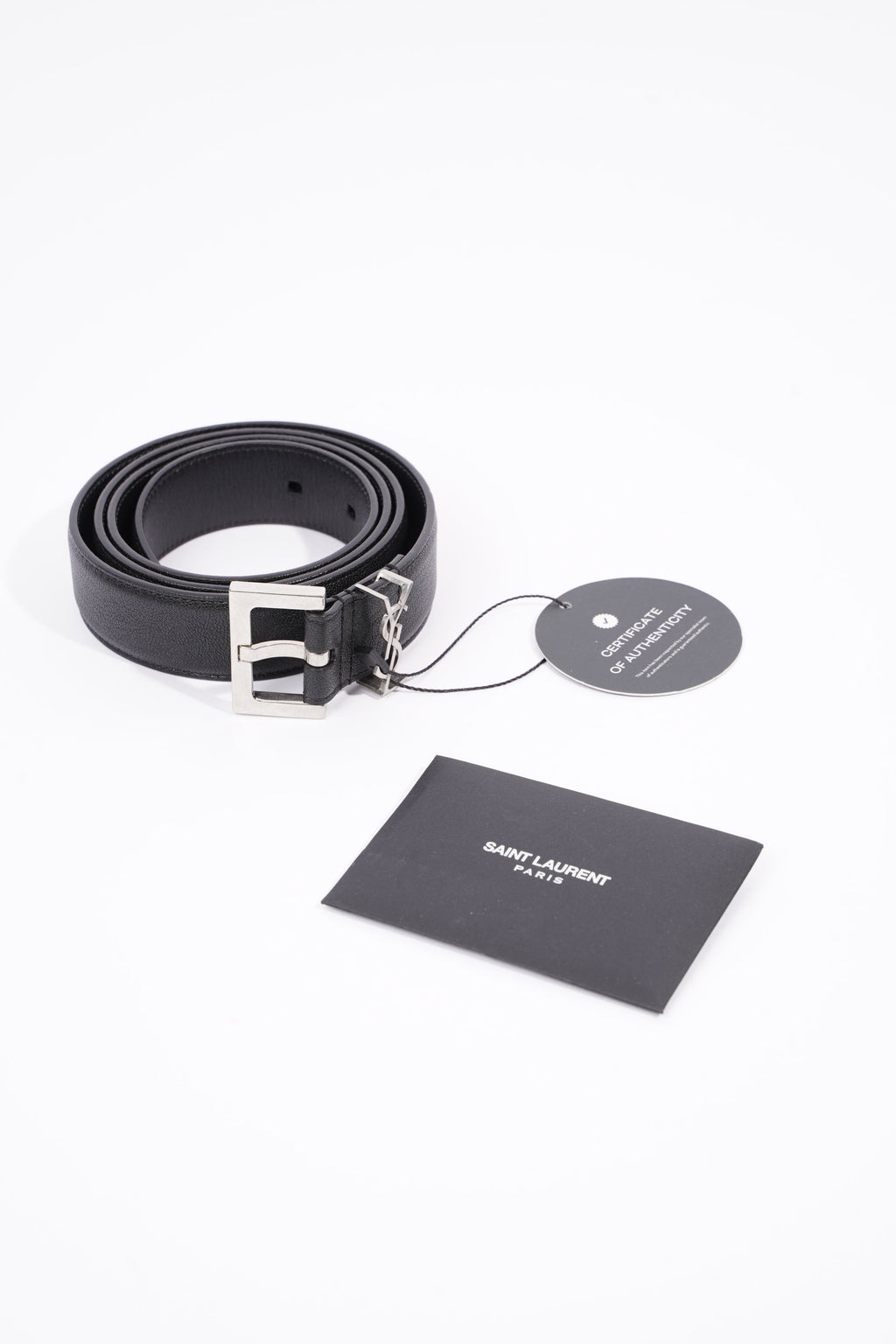 Saint Laurent Womens YSL Logo Belt Black 90cm