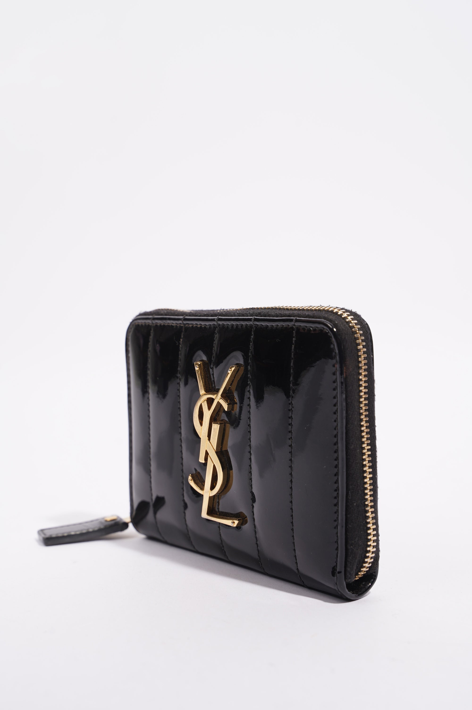 Saint Laurent Womens Zip Purse Patent Black