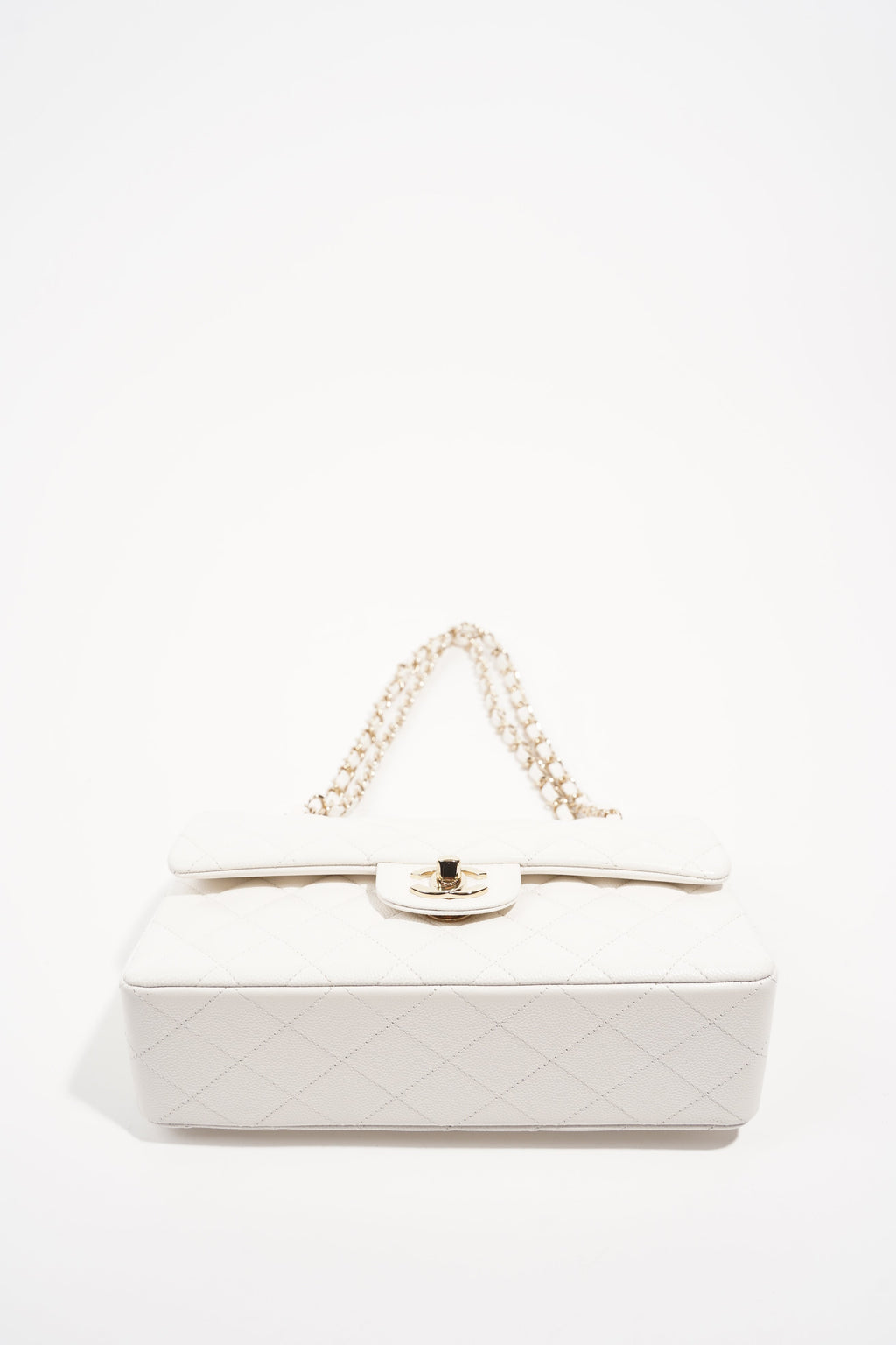 Chanel Womens Classic Flap White Caviar Small