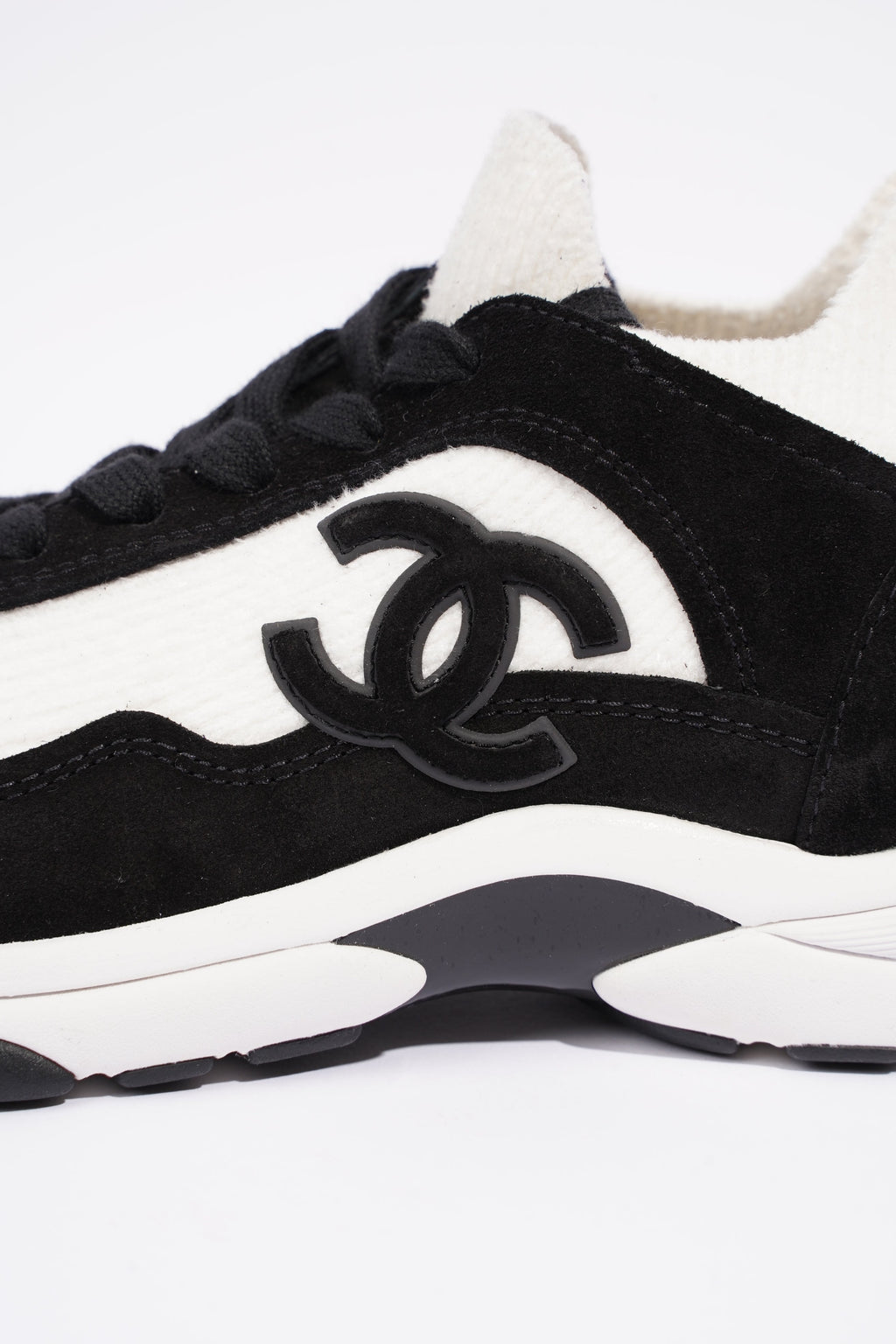 Chanel Womens Runners White and Black Fabric EU 37.5 / UK 4.5