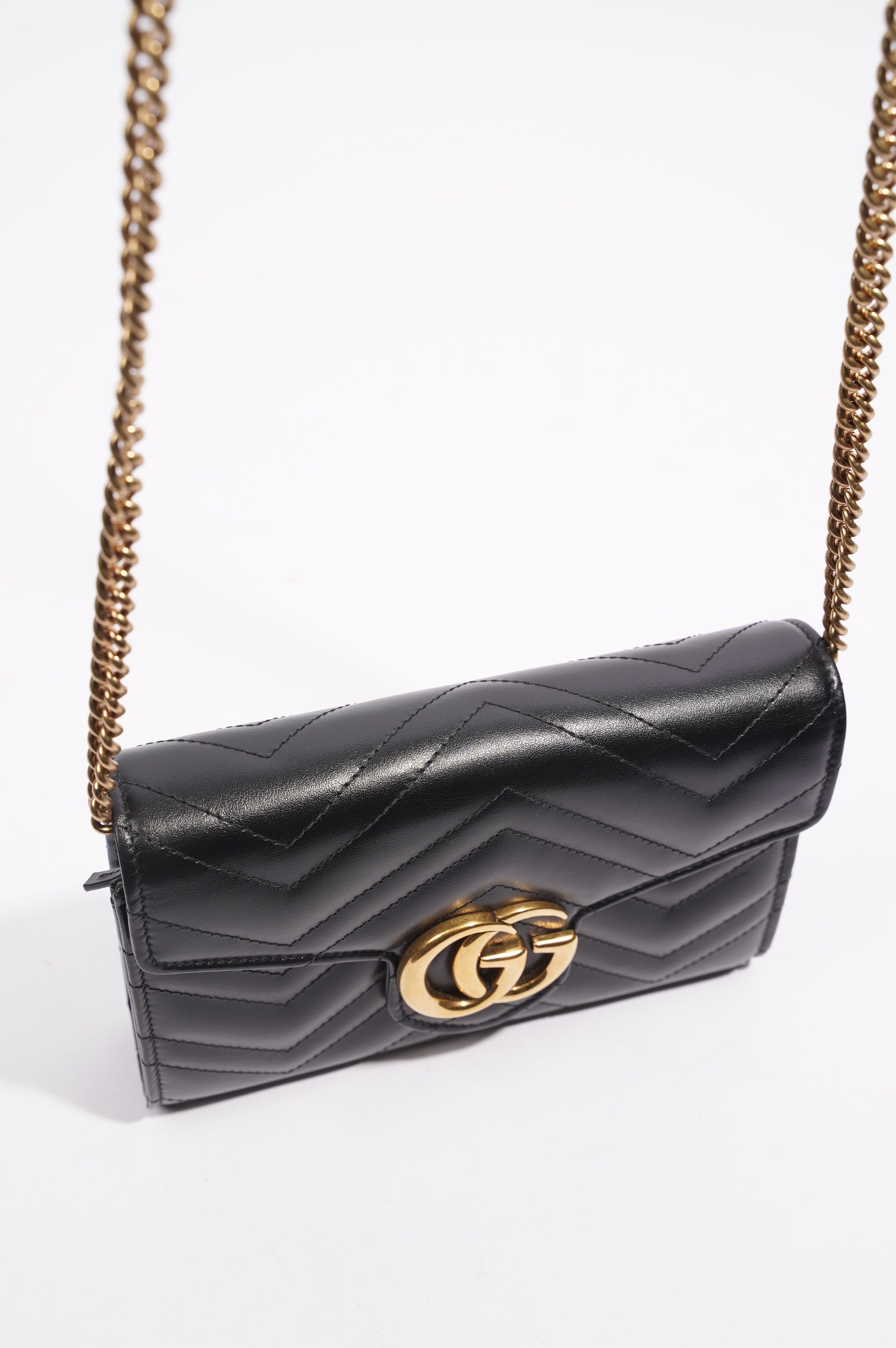 Gucci Womens GG Marmont Bag Black Matelasse Mini