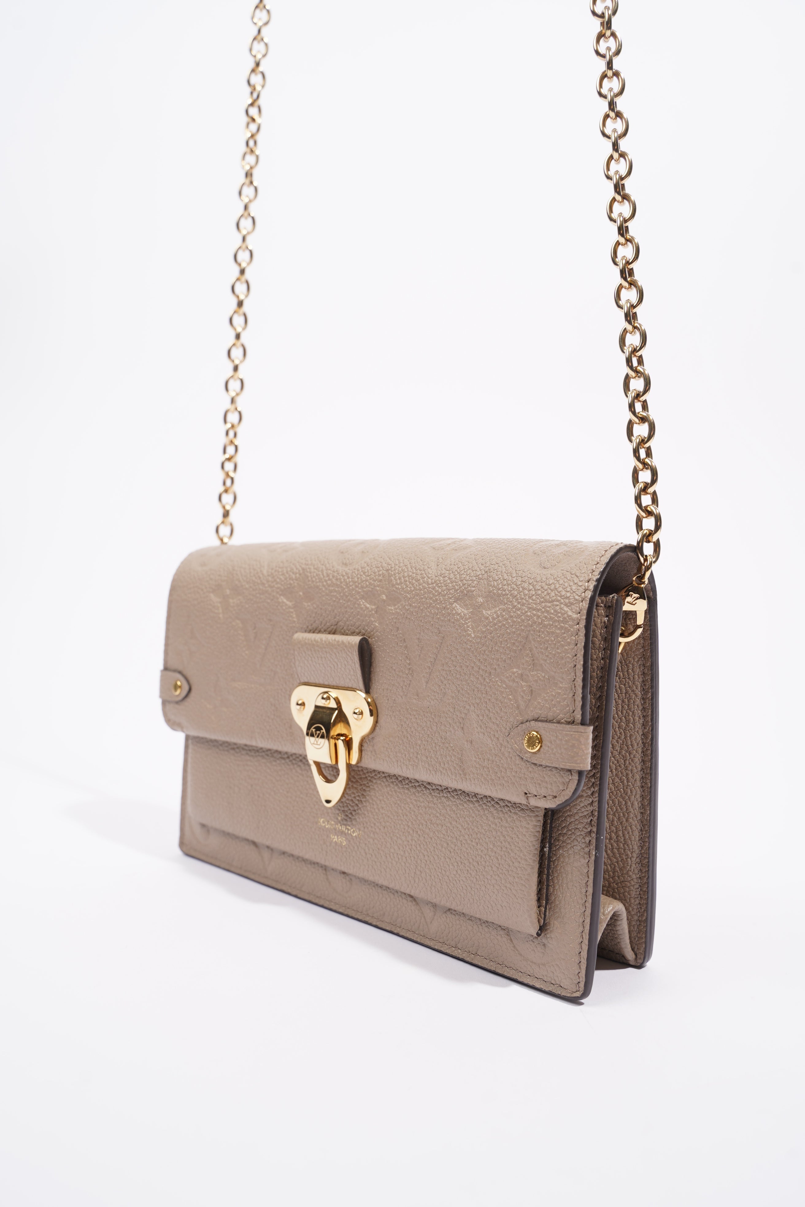 Louis Vuitton Womens Vavin Chain Wallet Beige Empreinte Leather