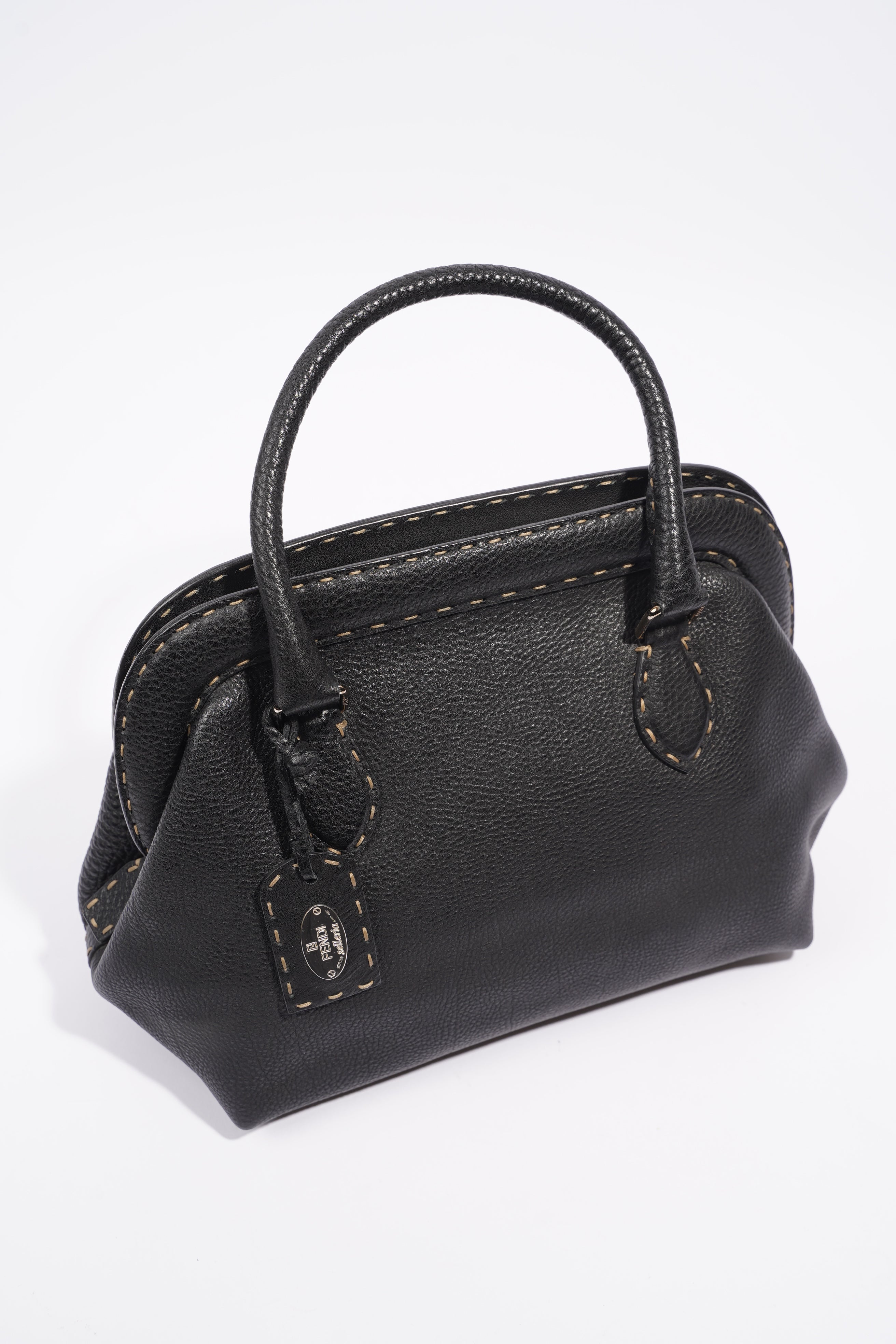 Fendi Womens Selleria Handbag Black