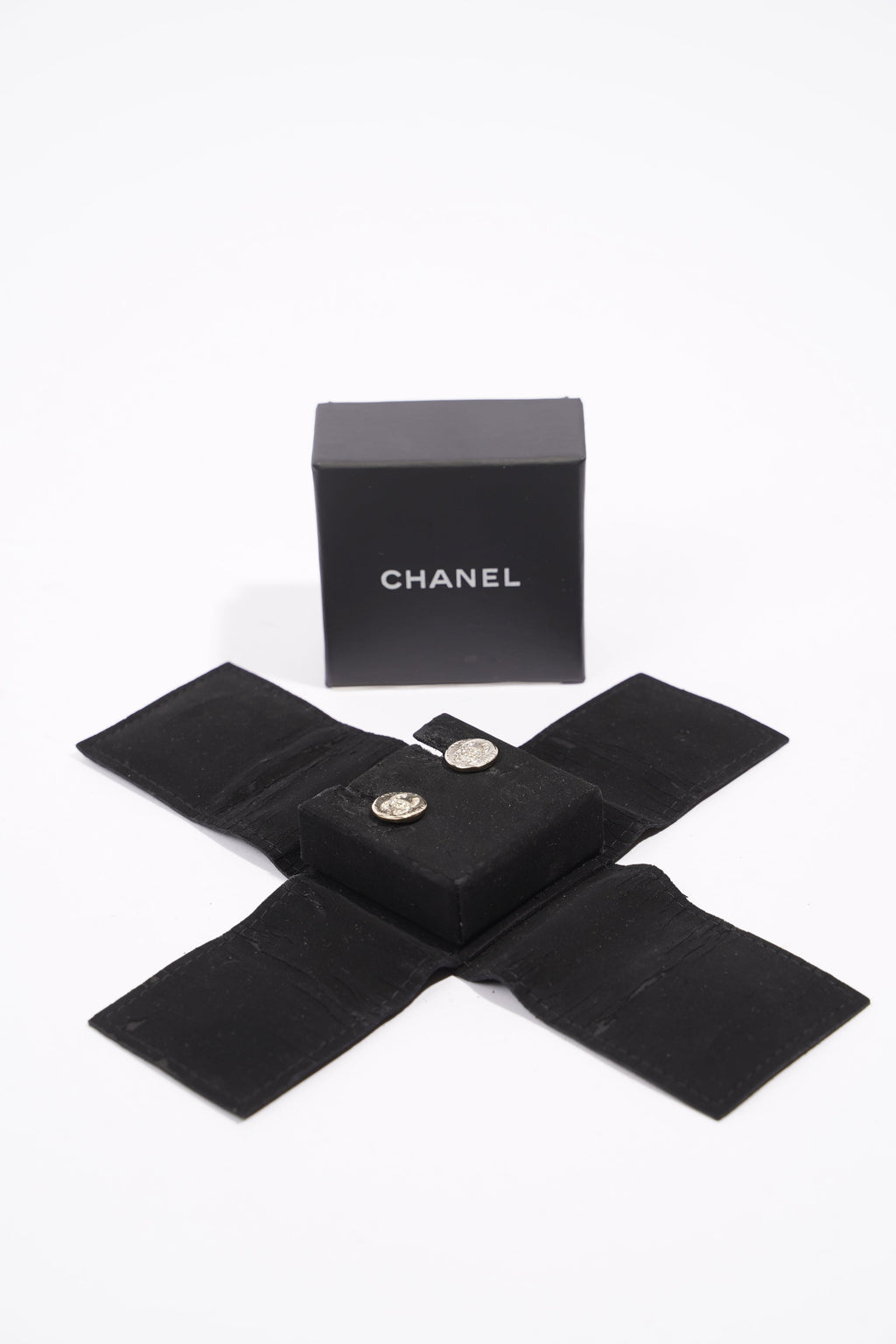 Chanel Womens Button Earrings Gold