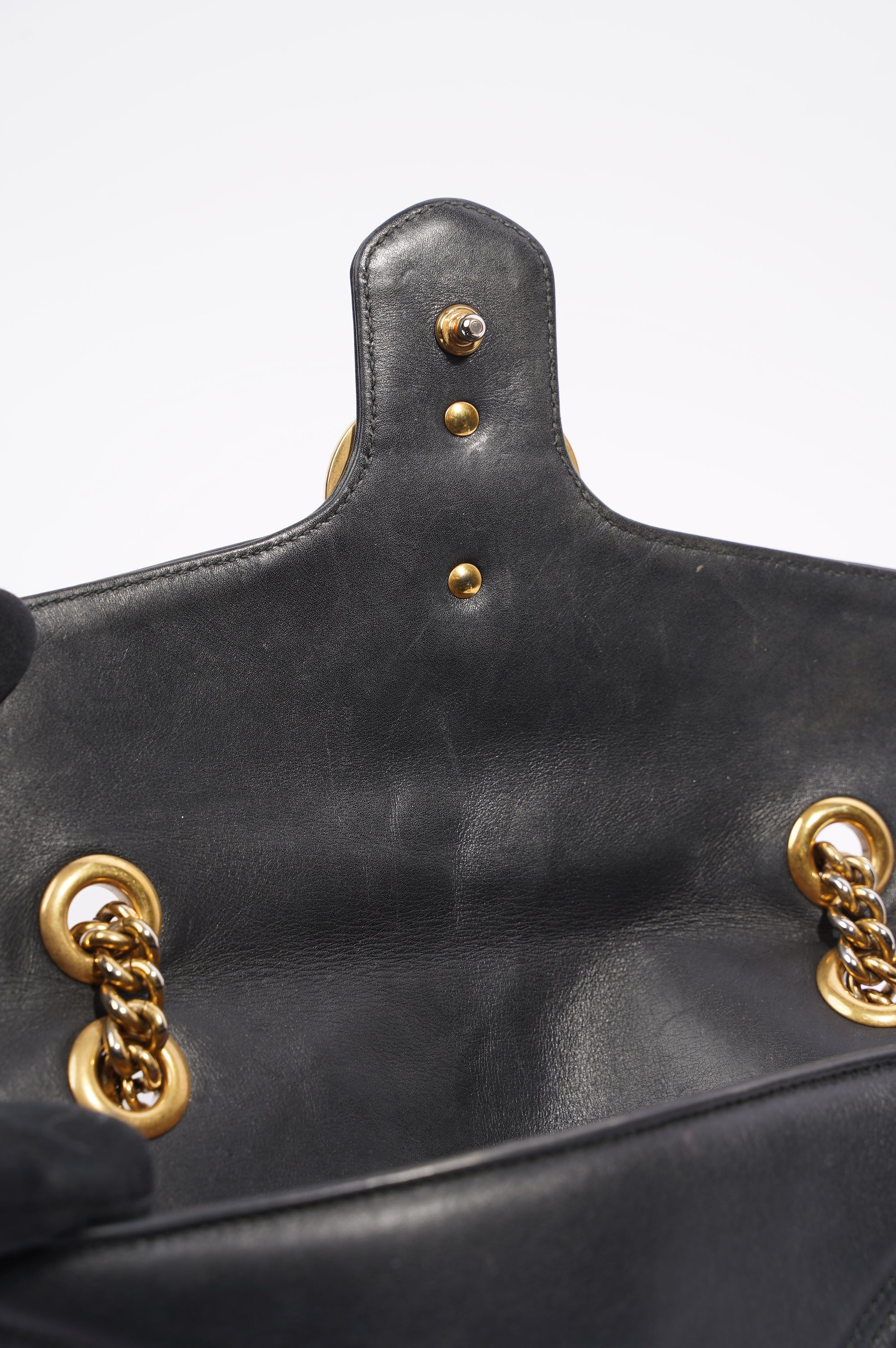 Gucci Womens Marmont Flap Black Gold Small