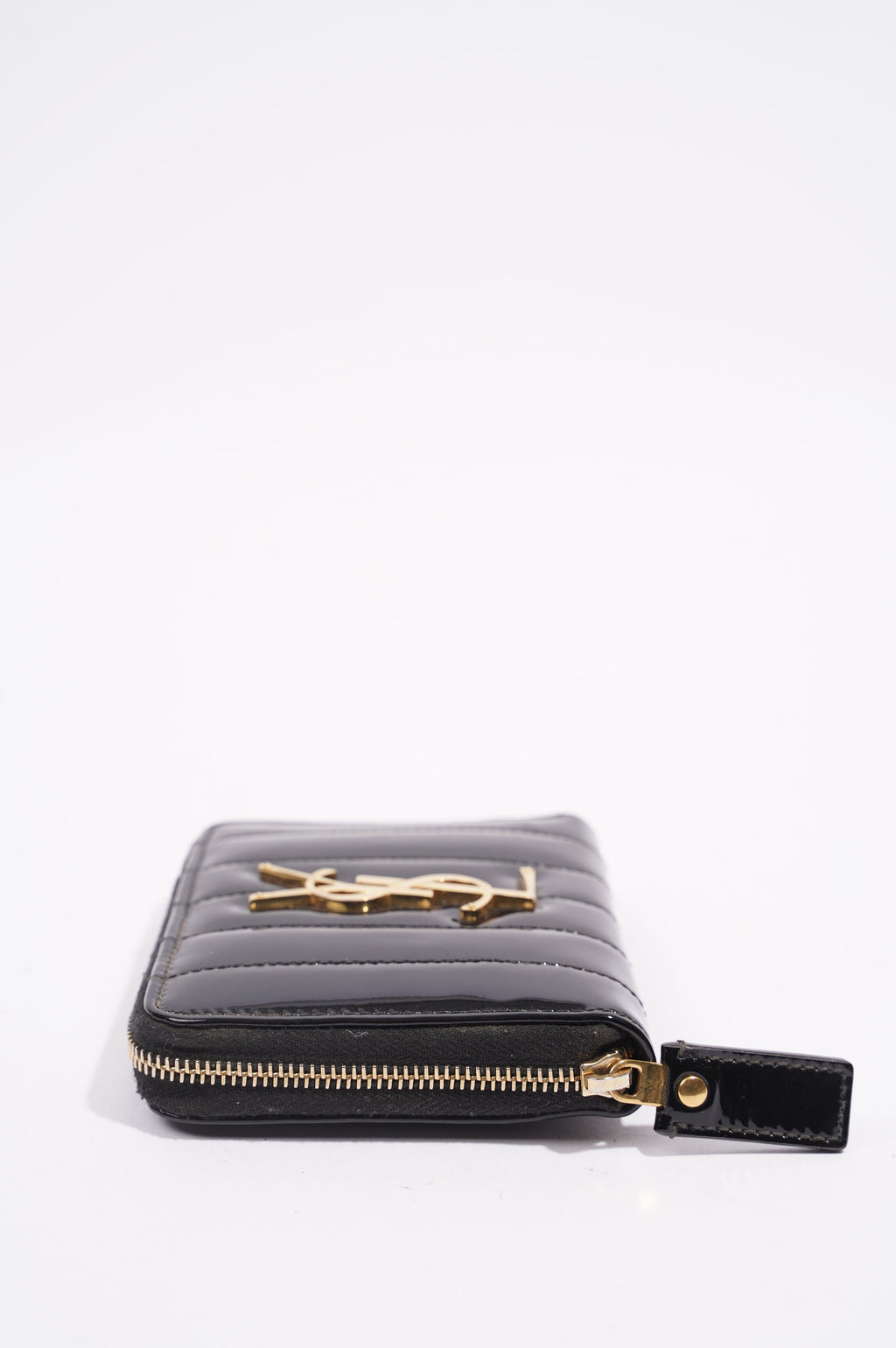 Saint Laurent Womens Zip Purse Patent Black