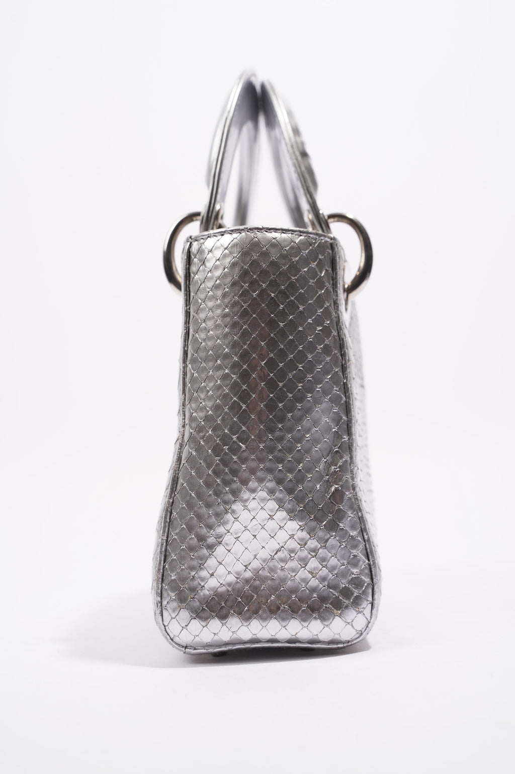 Christian Dior Womens Lady Dior Silver Python Mini
