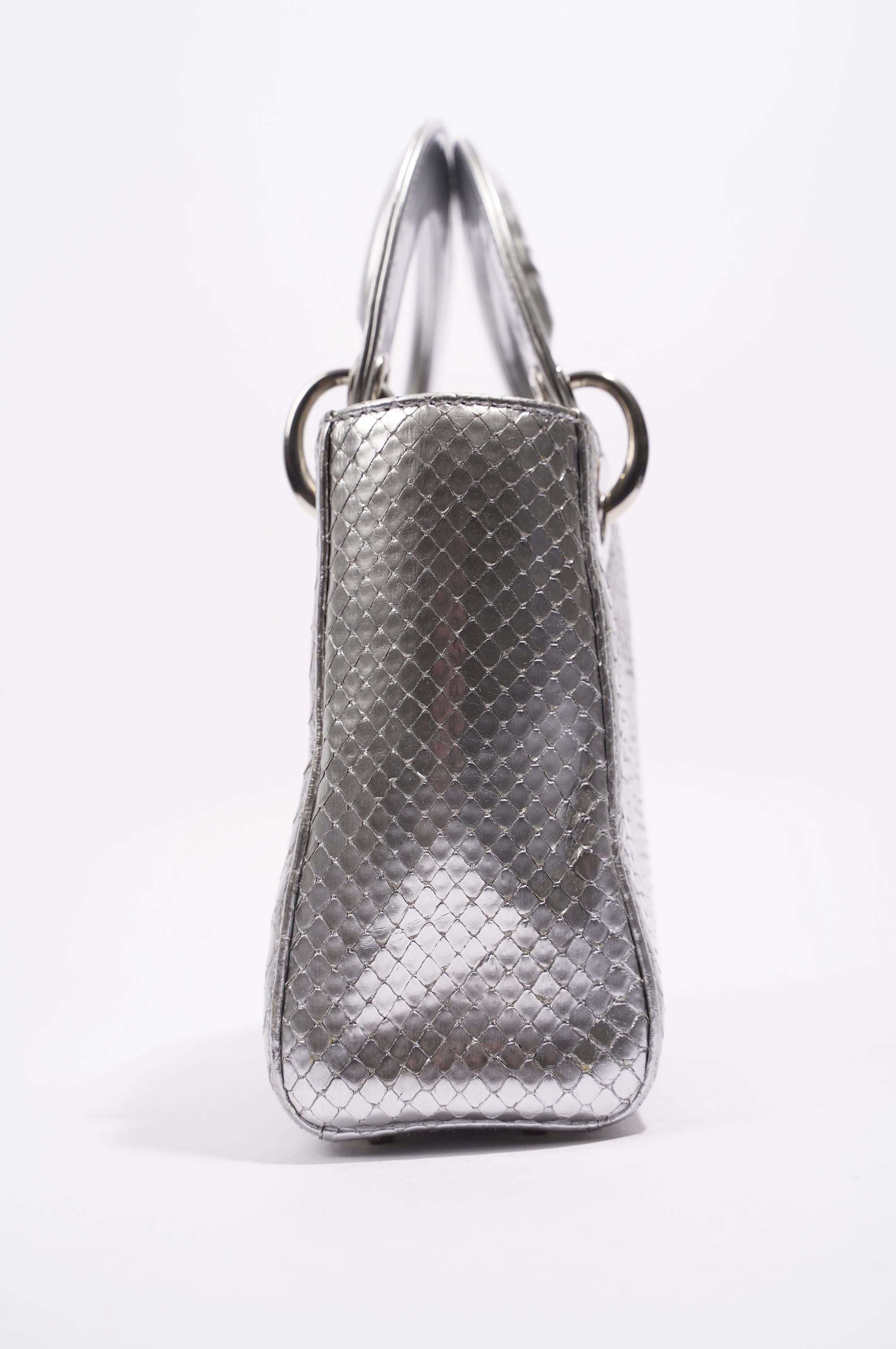 Christian Dior Womens Lady Dior Silver Python Mini