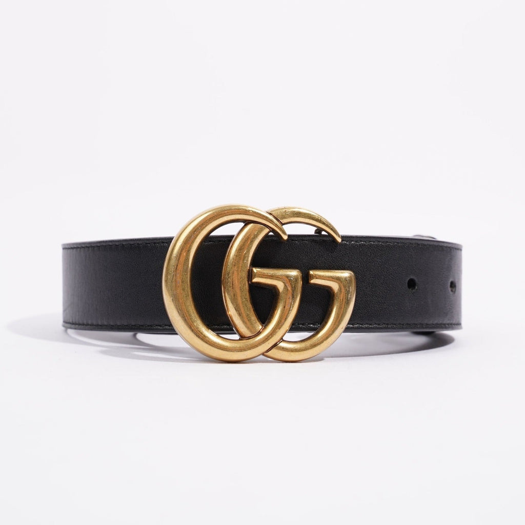 Gucci Womens Marmont Belt Black / Gold 80cm - 32"