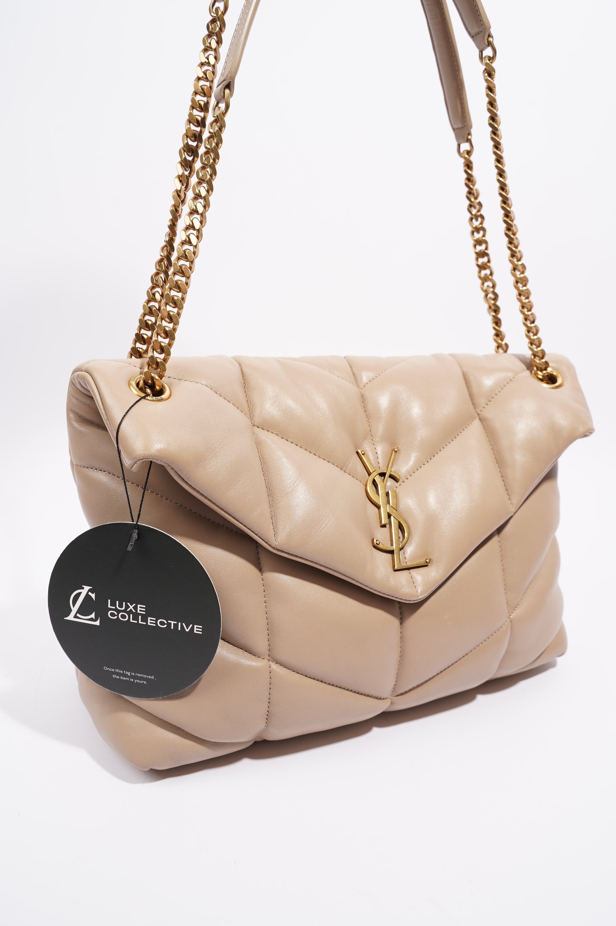 Saint Laurent Womens Lou Lou Beige Medium