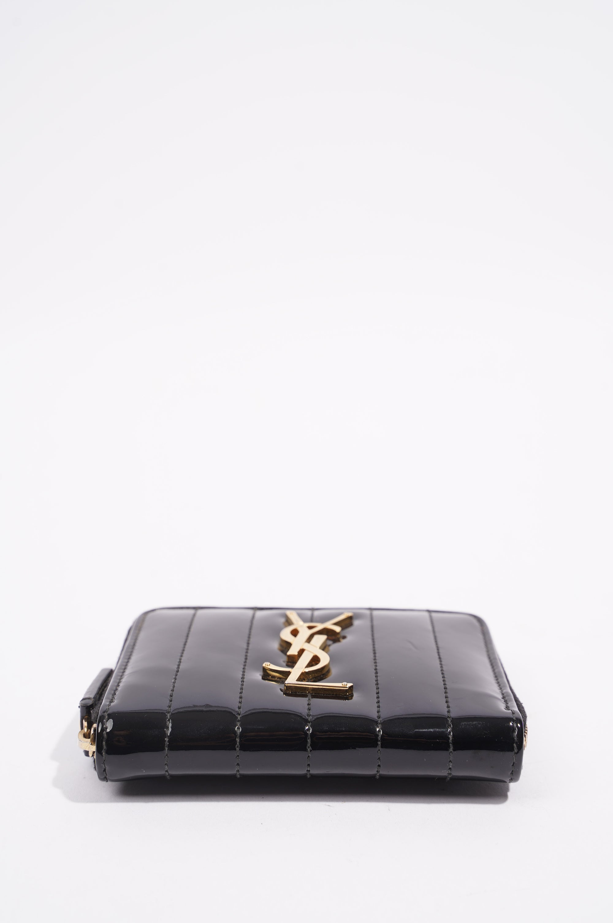 Saint Laurent Womens Zip Purse Patent Black