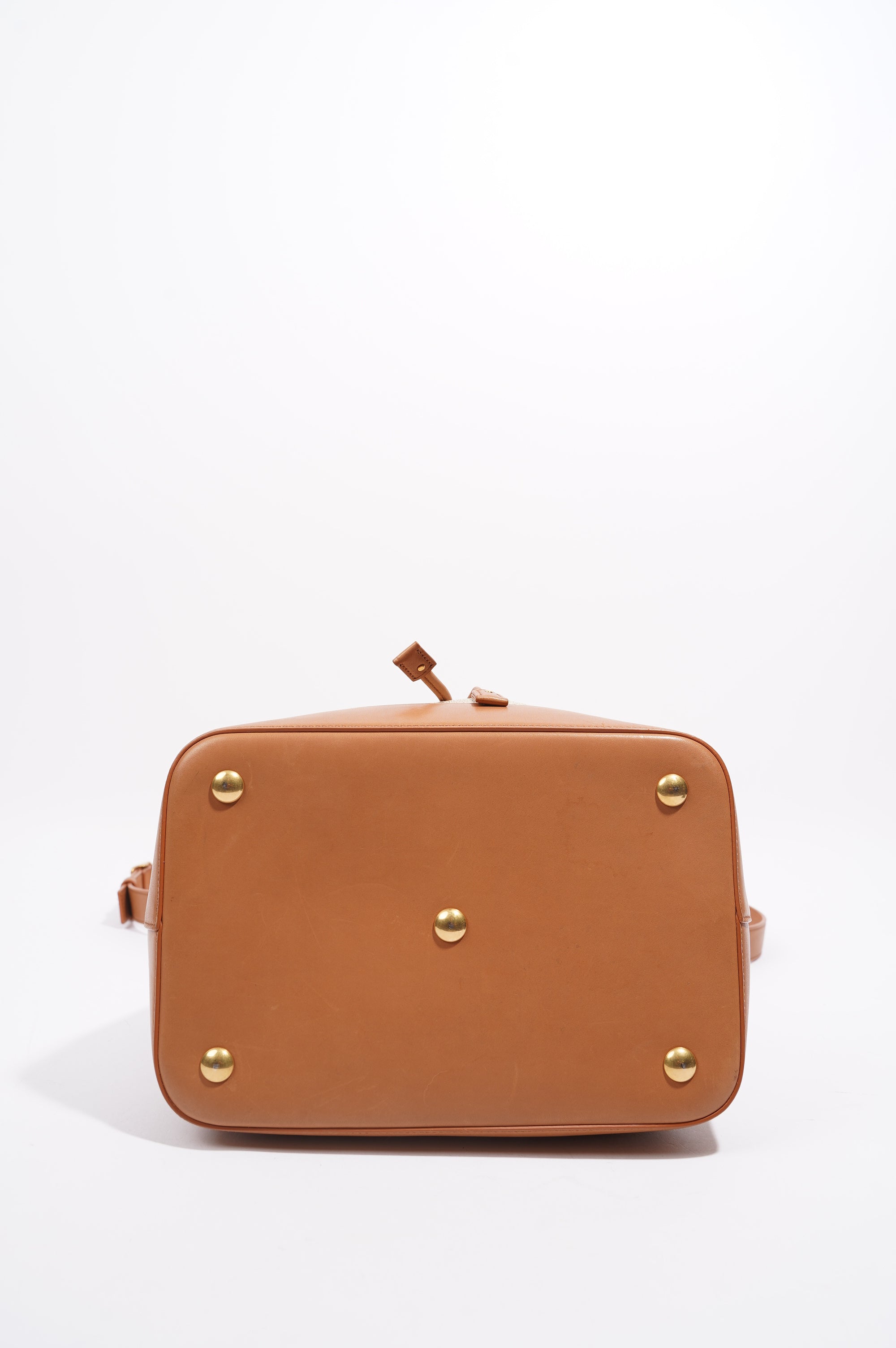 Saint Laurent Womens Bucket Bag Beige / Brown Canvas / Leather