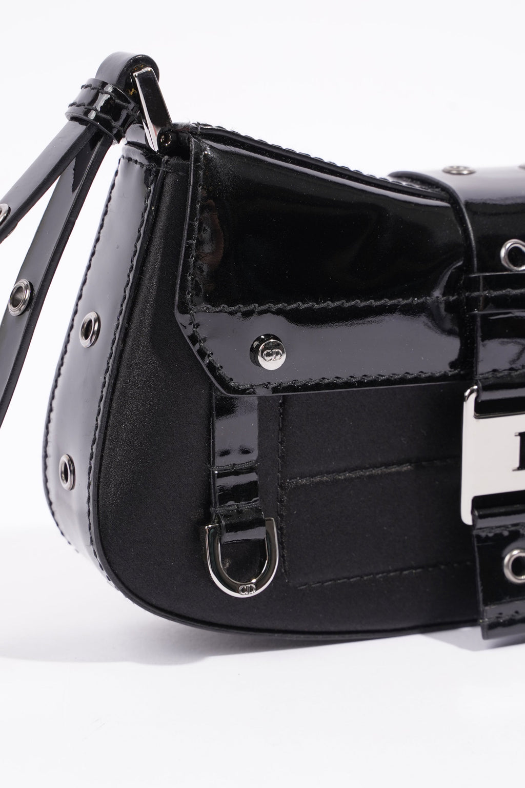 Christian Dior Street Chic Pouch Black Satin / Patent Leather