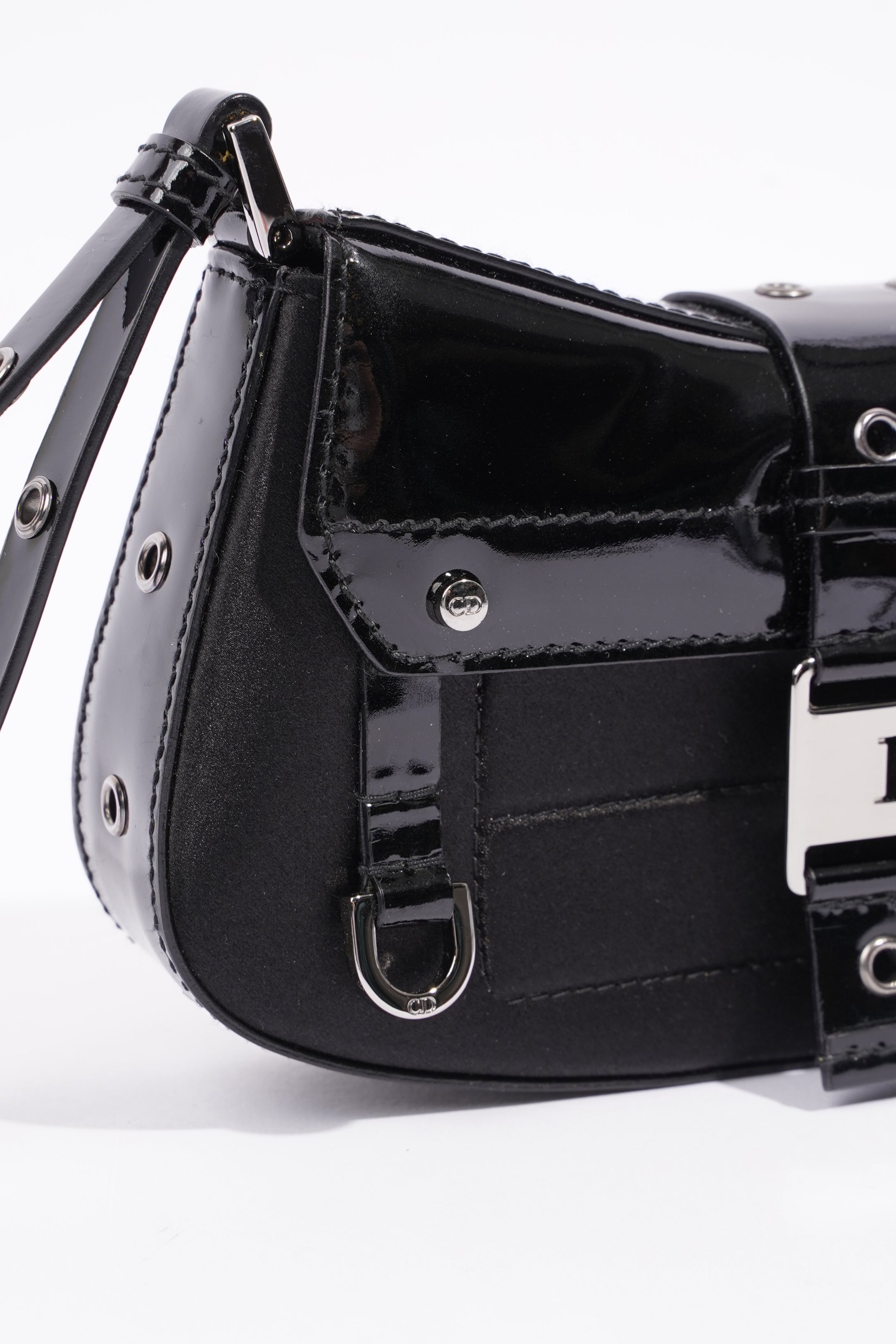 Christian Dior Street Chic Pouch Black Satin / Patent Leather