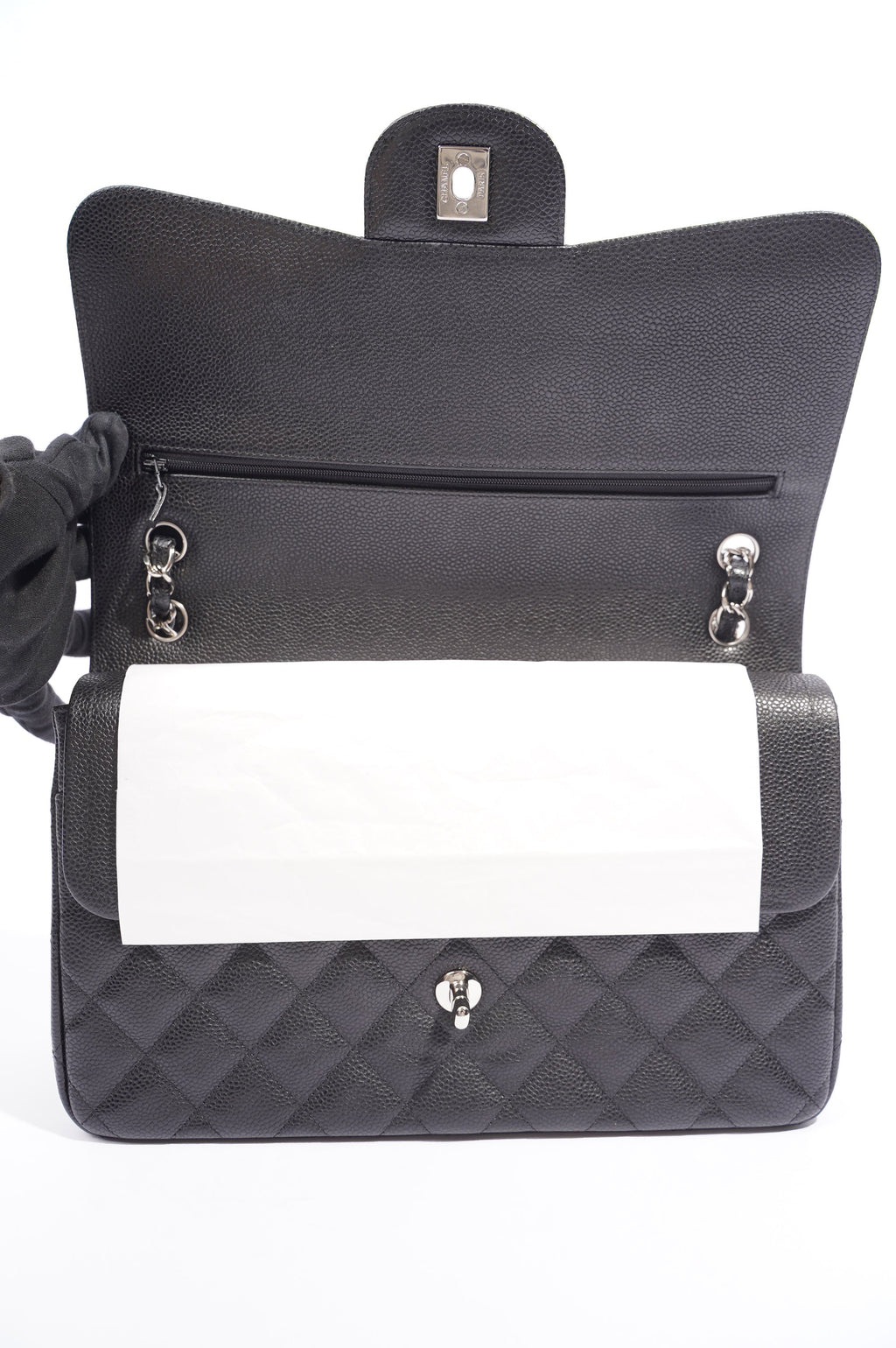 Chanel Womens Classic Flap Black Caviar Large