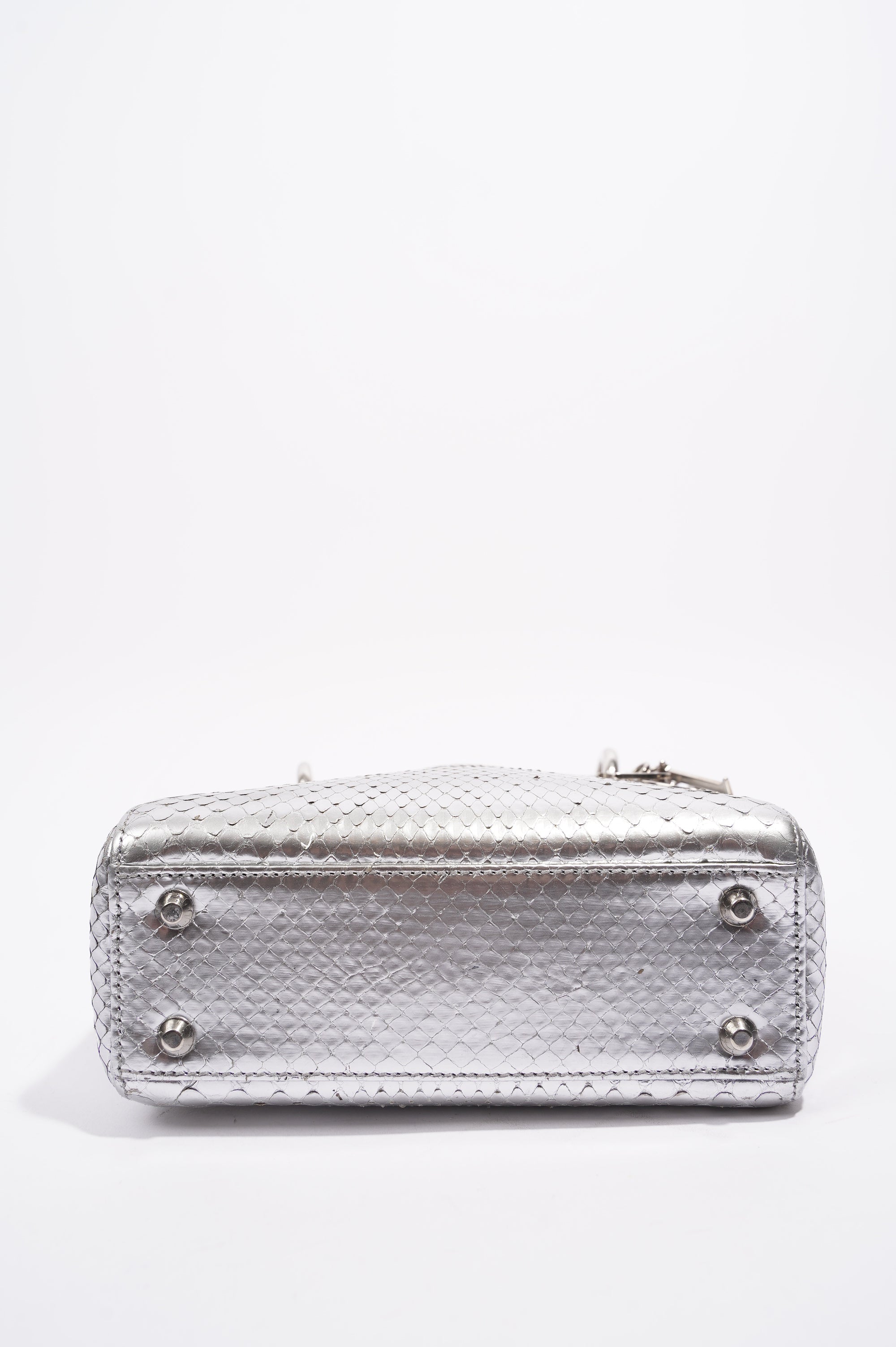 Christian Dior Womens Lady Dior Silver Python Mini