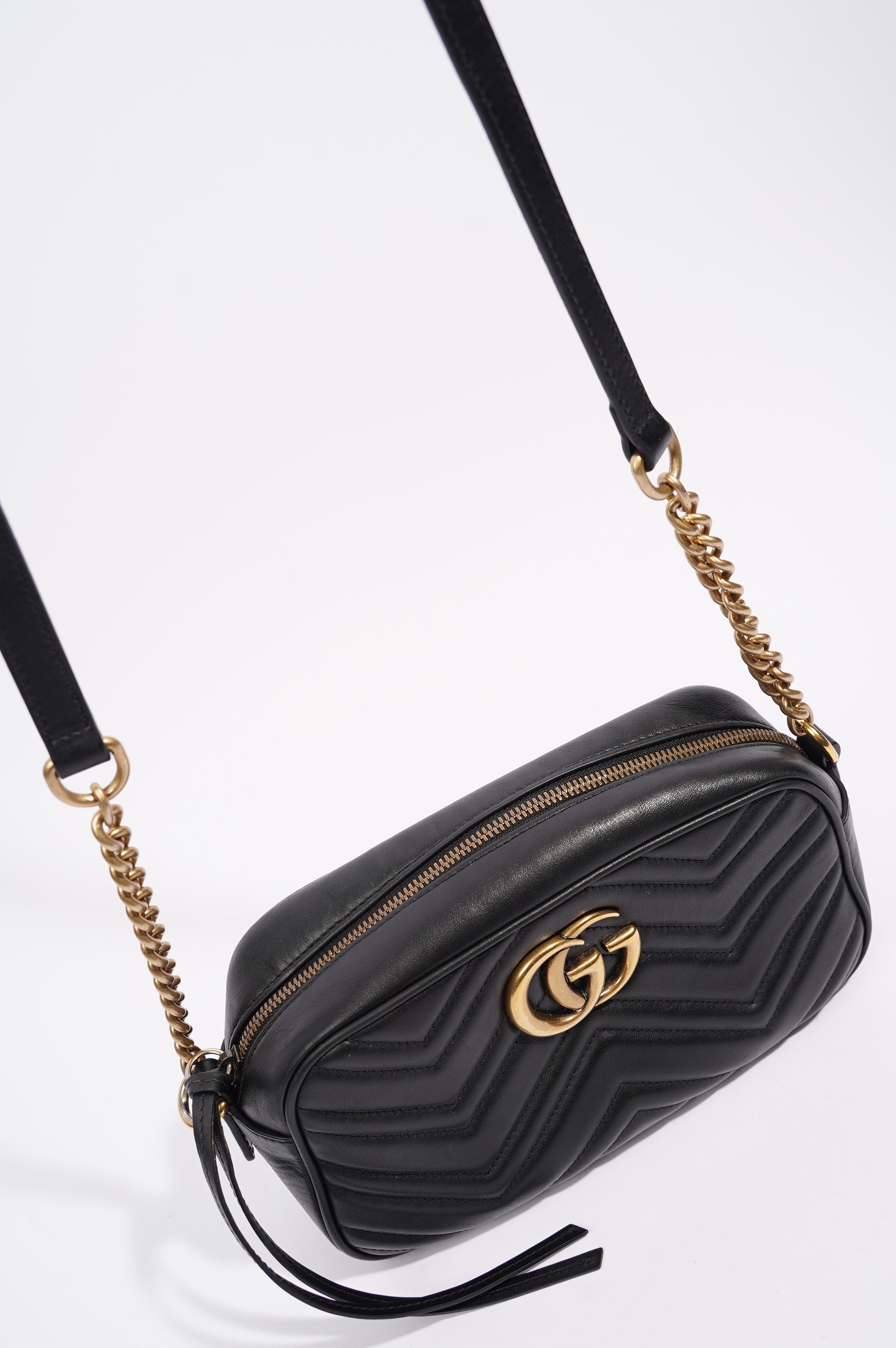 Gucci Womens Marmont Zip Black / Gold Small